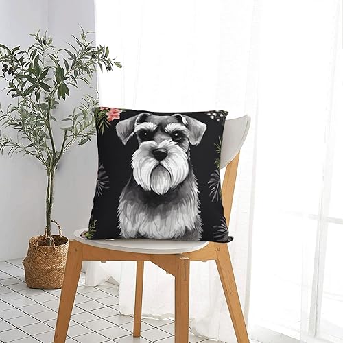 Miniatura 5 de Schnauzer Print Decorative Throw Pillows Covers Soft Square Pillow Case Plush Cushion Cover for Sofa Bedroom 26"x26"