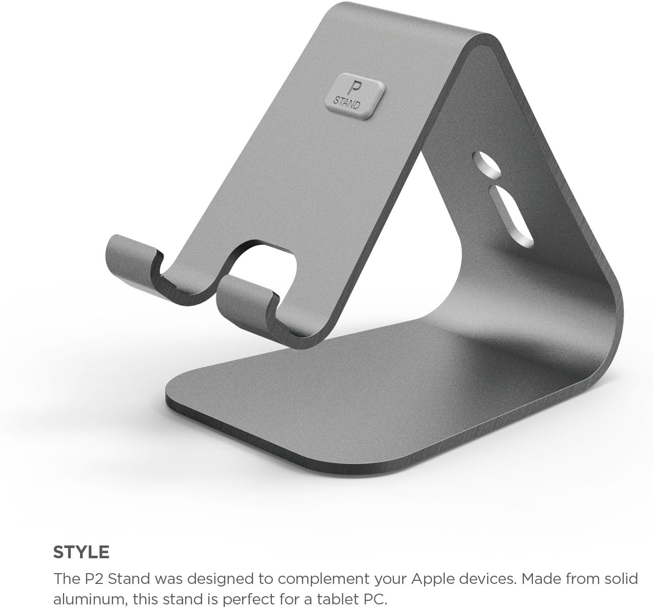 elago® P2 Stand [Dark Grey] - [Premium Aluminum][Ergonomic Angle][Cable Management] - for iPad and Tablet PC