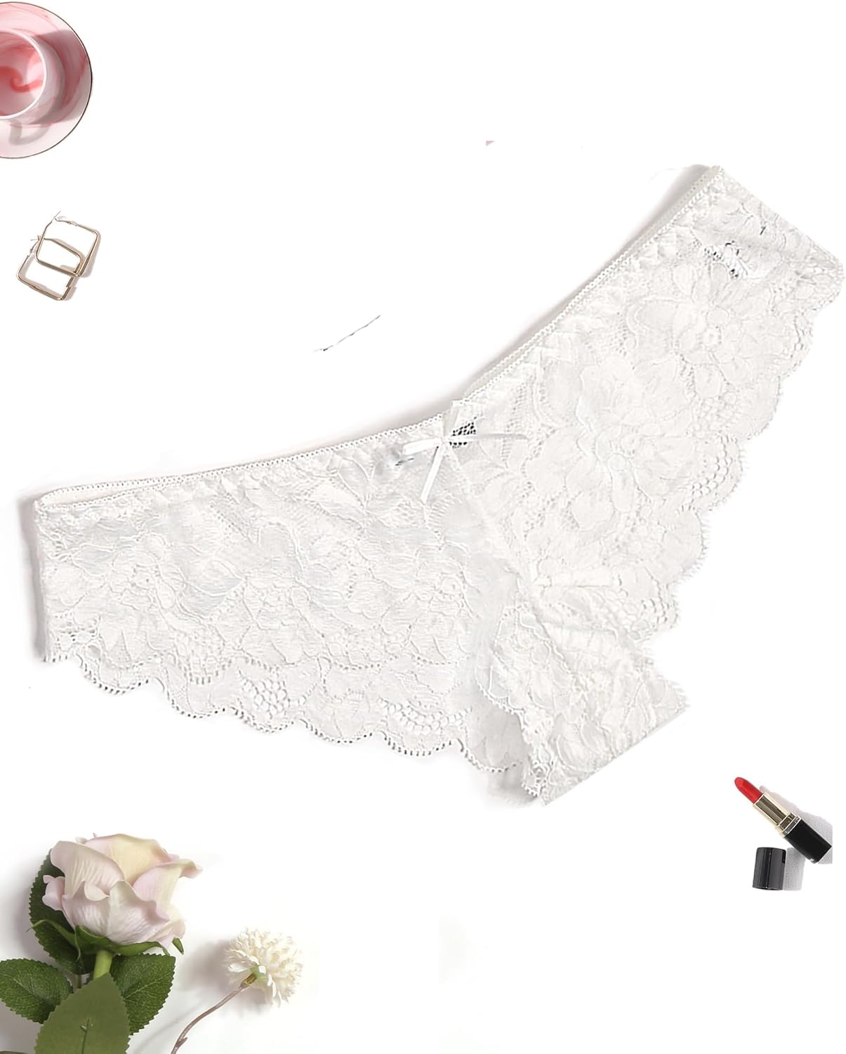 Avidlove Women Floral Lace Panties Sexy Hipster Underwear Cheeky Bikini Panties V-Shape Waistband Tangas