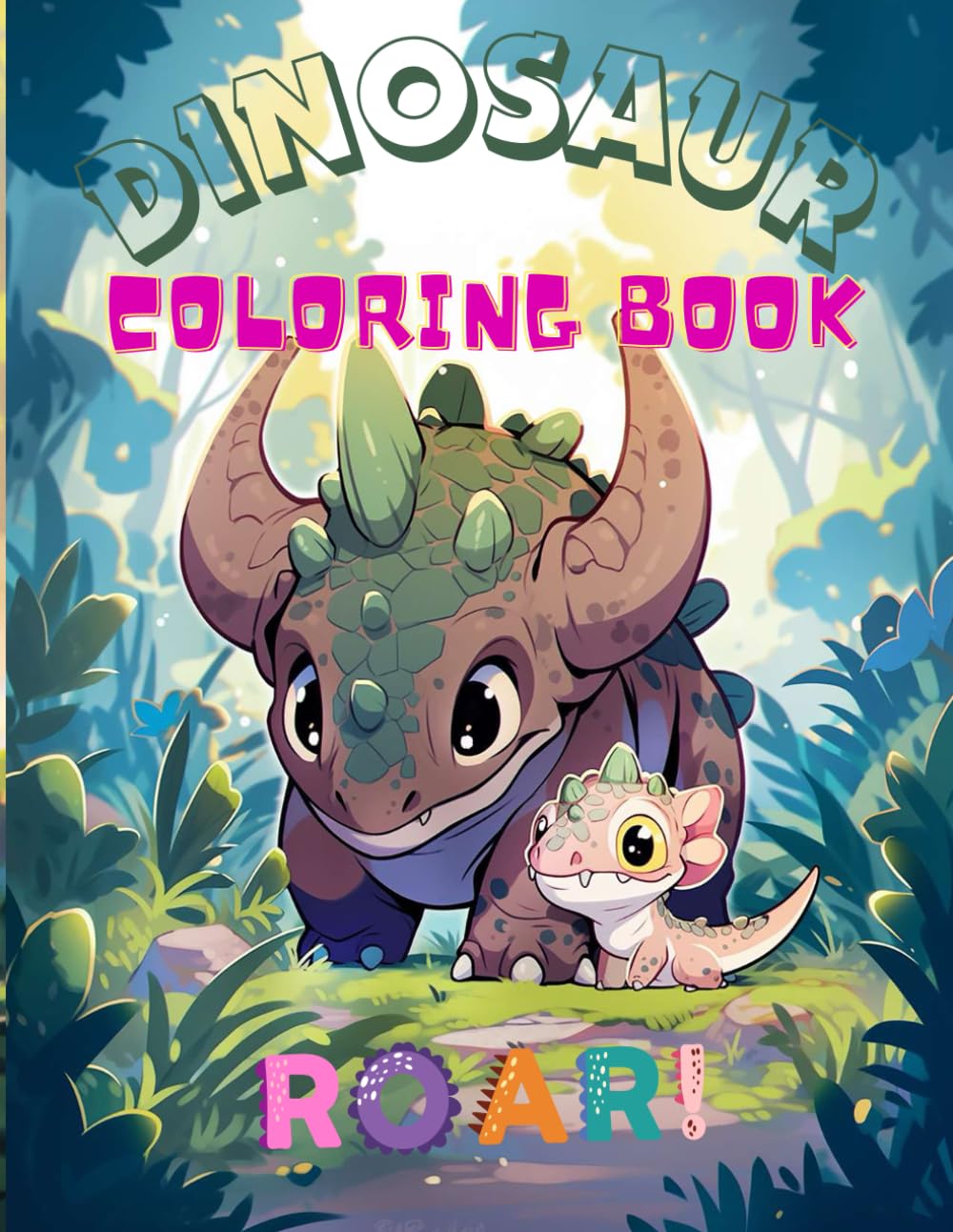 Dinosaur coloring book.: 52 cute baby dinosaurs illustrations to color for fun and creativity.