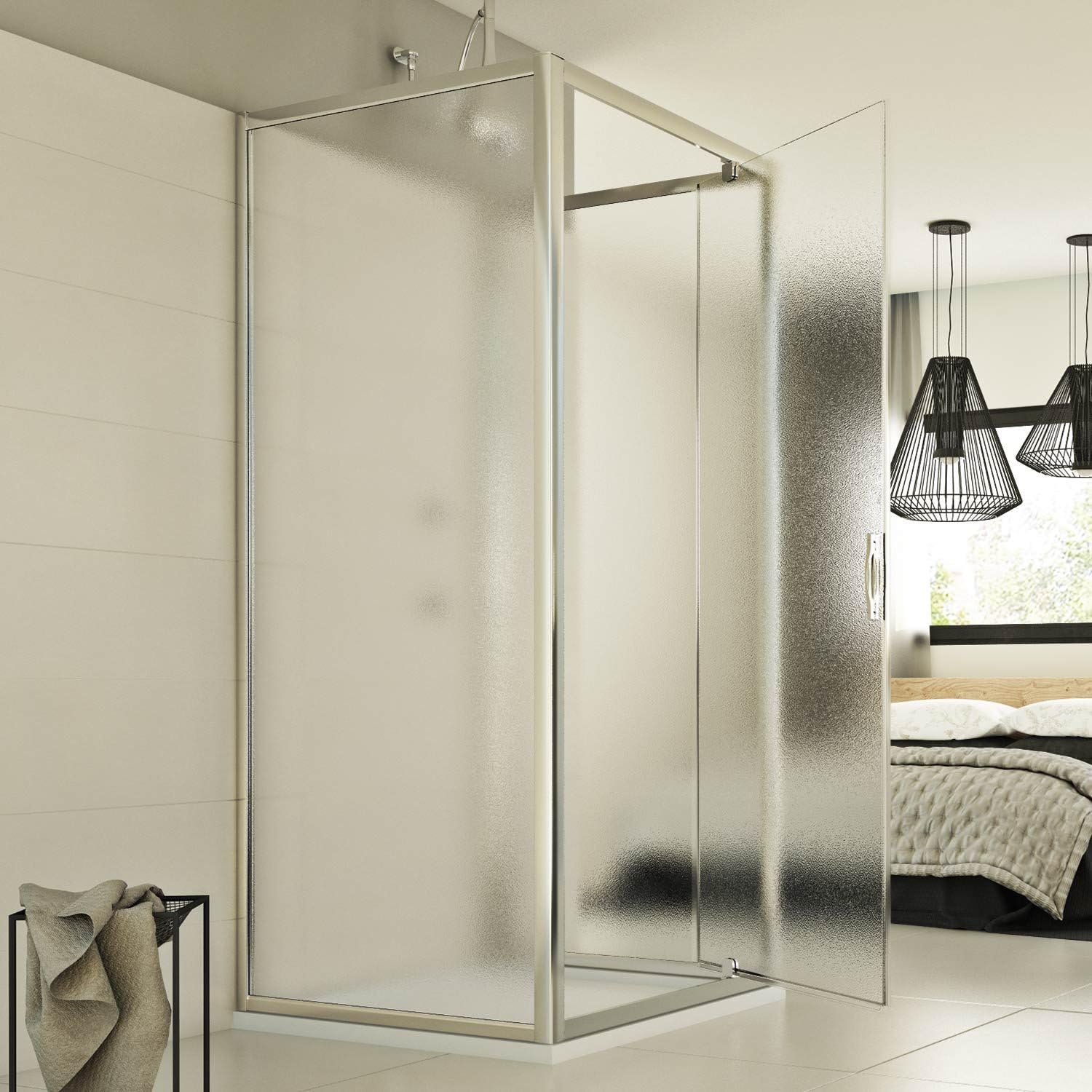 Cabine douche 3 côtés 90x100x90 CM H198 Opaque mod. Cristal Trio 1 Porte