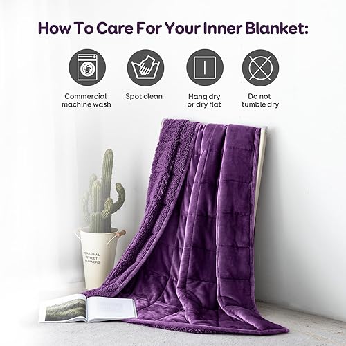 Miniatura 6 de Uttermara Manta pesada para adultos, manta pesada tamaño Queen con forro polar reversible de terciopelo suave y brillante y acogedor sherpa cálido