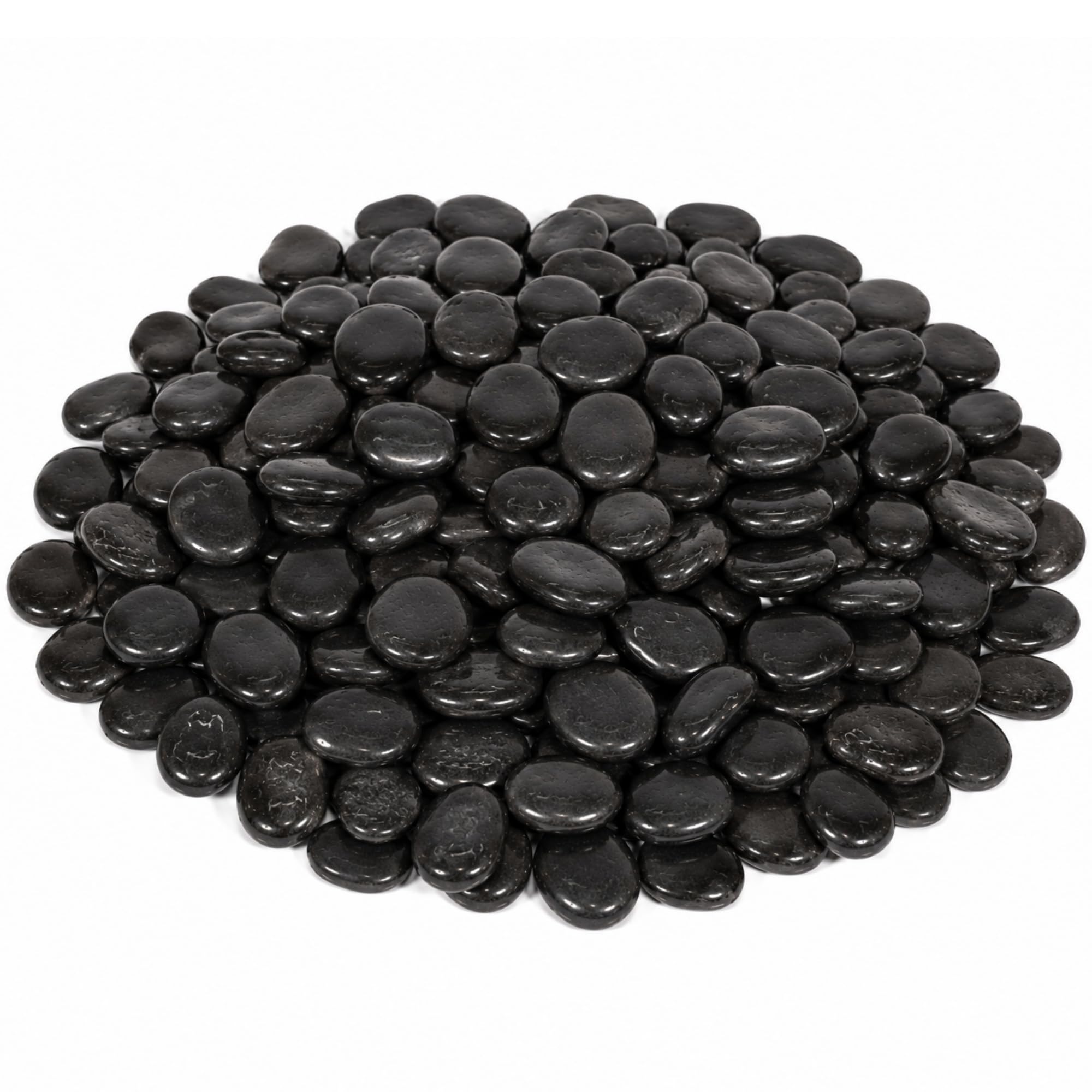 Black Polished Pebbles, 80pk, Decorative Stones for Plant Pots, Vases & Indoor Plants, Smooth Garden Pebbles for Home Décor, Water Features, Landscaping & Zen Gardens - approx 80 - 10kg