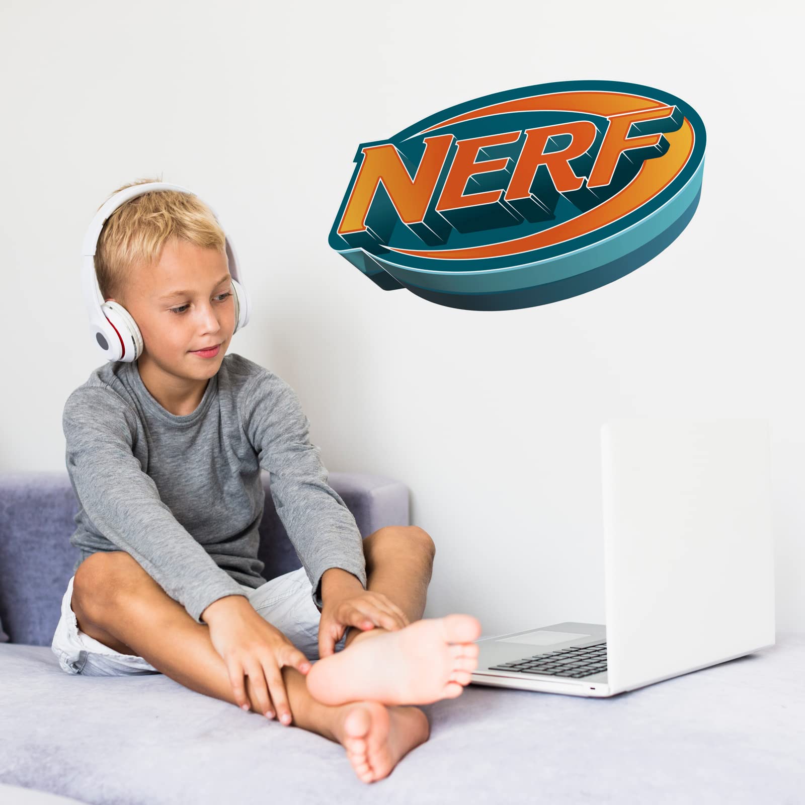 Stickerscape Nerf Wall Stickers (3D Nerf Logo - Large Size) | Official Nerf Wall Decal, Nerf Wall Decor | Nerf Themed Bedroom | Easy to Apply, Cleanly Removable