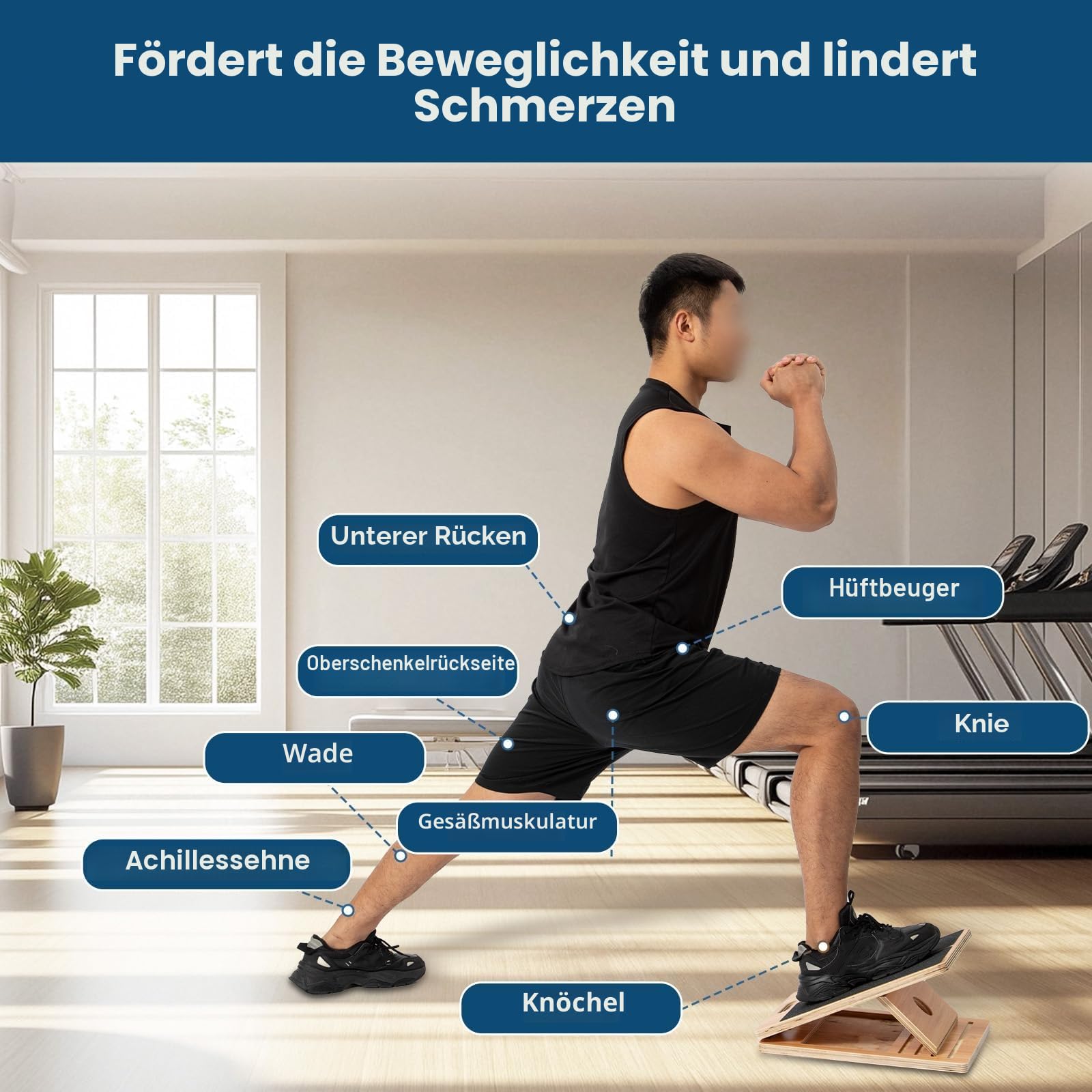Tragbares Schrägbrett aus Holz von StrongTek für Dehnung und Rehabilitation – 5 Winkel einstellbar, rutschfest, 158 kg Tragkraft, langlebig, ideal für Übungen, Therapie und Flexibilitätstraining