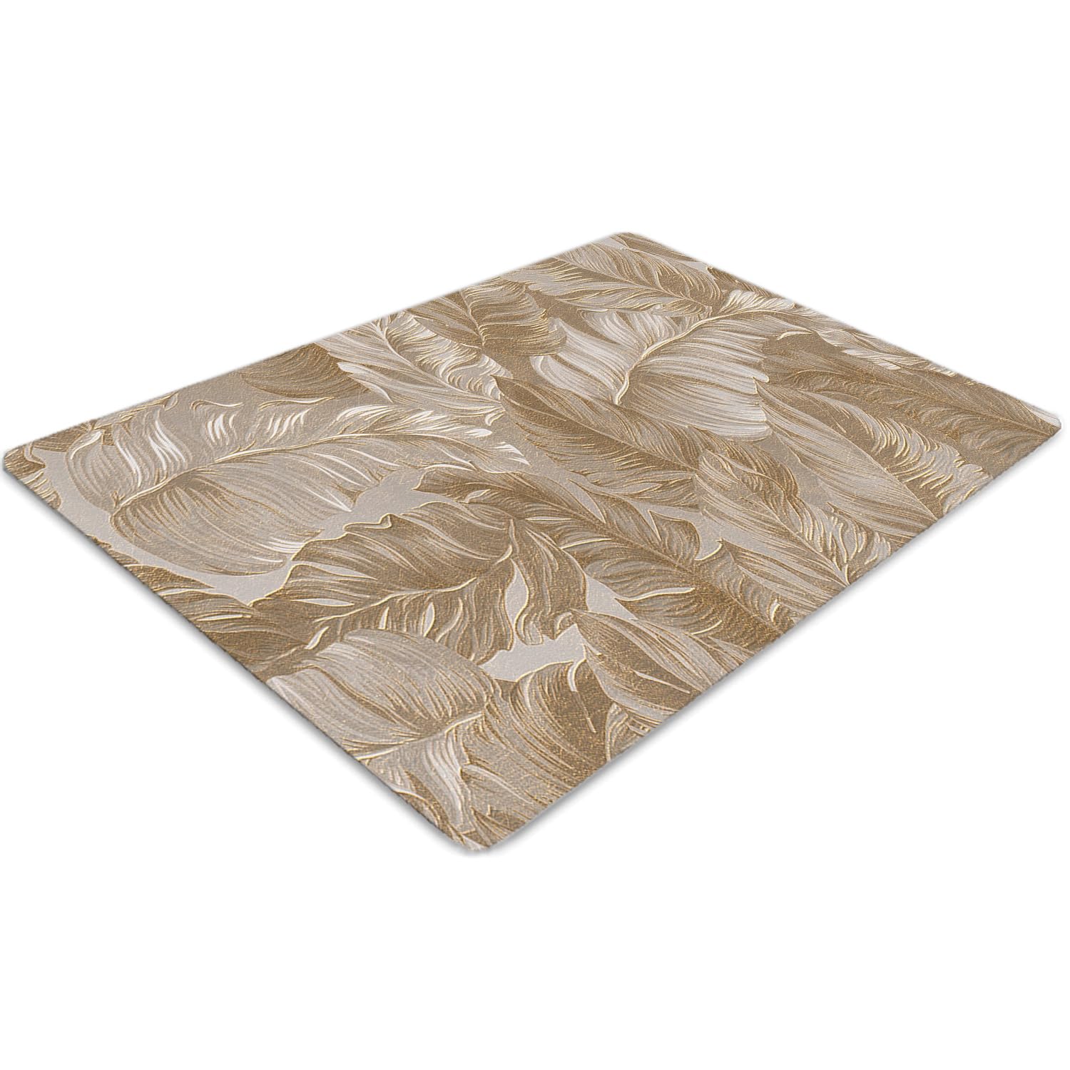 Tapis de chaise sur roulettes haut de gamme en PVC feuilles dorées