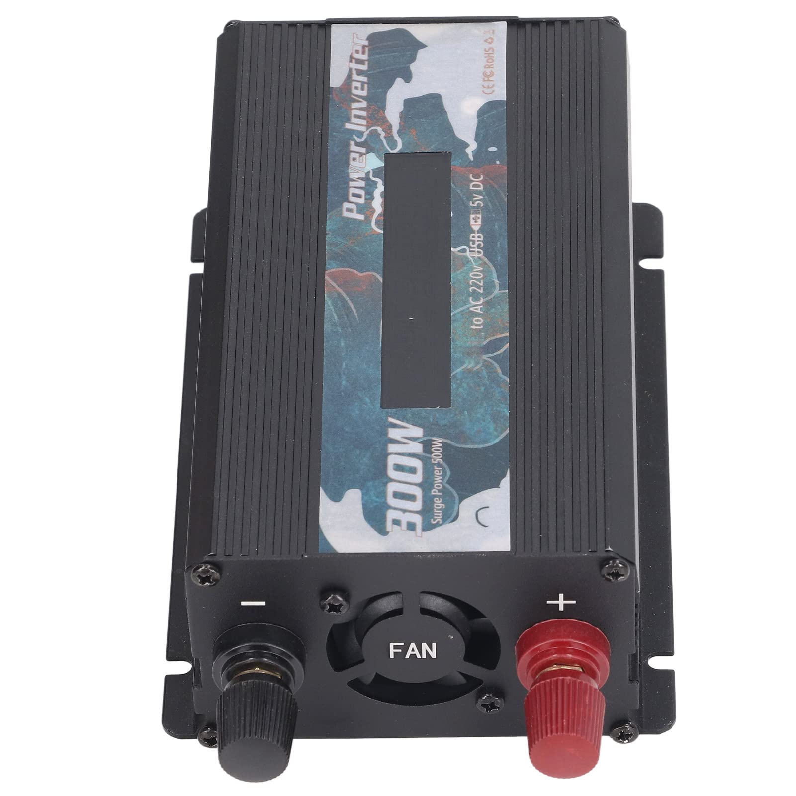 Samochodowy Przetwornica Napięcia 300 W Przetwornica Sinusoidalna ze Stopu Aluminium DC 12 V na AC 220 V z Wyświetlaczem LCD USB 2 A i Wentylatorem Chłodzącym do Podróży Samochodem Kemping