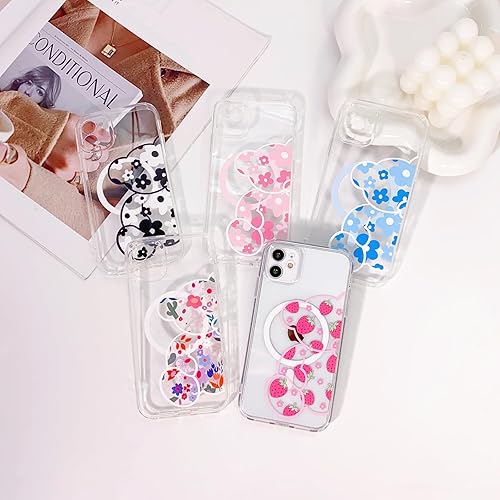 Miniatura 5 de NITITOP Funda compatible con iPhone 11 compatible con MagSafe Cute Clear Flower Floral Bear Design para niñas y mujeres, TPU suave a prueba de