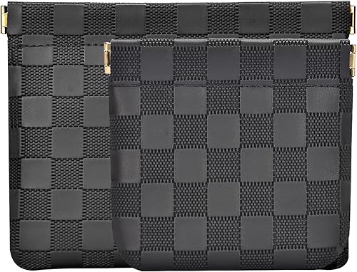 lomkya Bolsa de cosméticos grande de piel sintética, bolsa de maquillaje para mujeres y niñas, bolsa de aseo de viaje de 2 capas con divisor de asa,