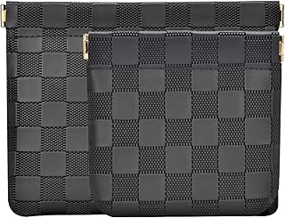 Juego de 2 bolsas de maquillaje a cuadros, co...