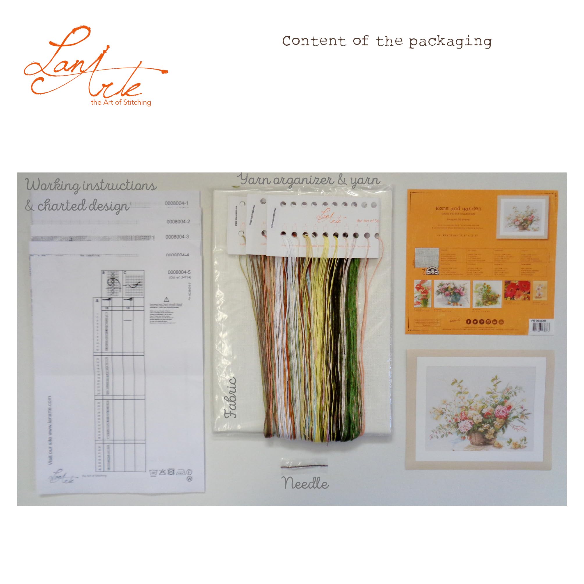Ensemble Point De Croix Lanarte Tissu De Comptage De Bouquets Colorés, Modèle
