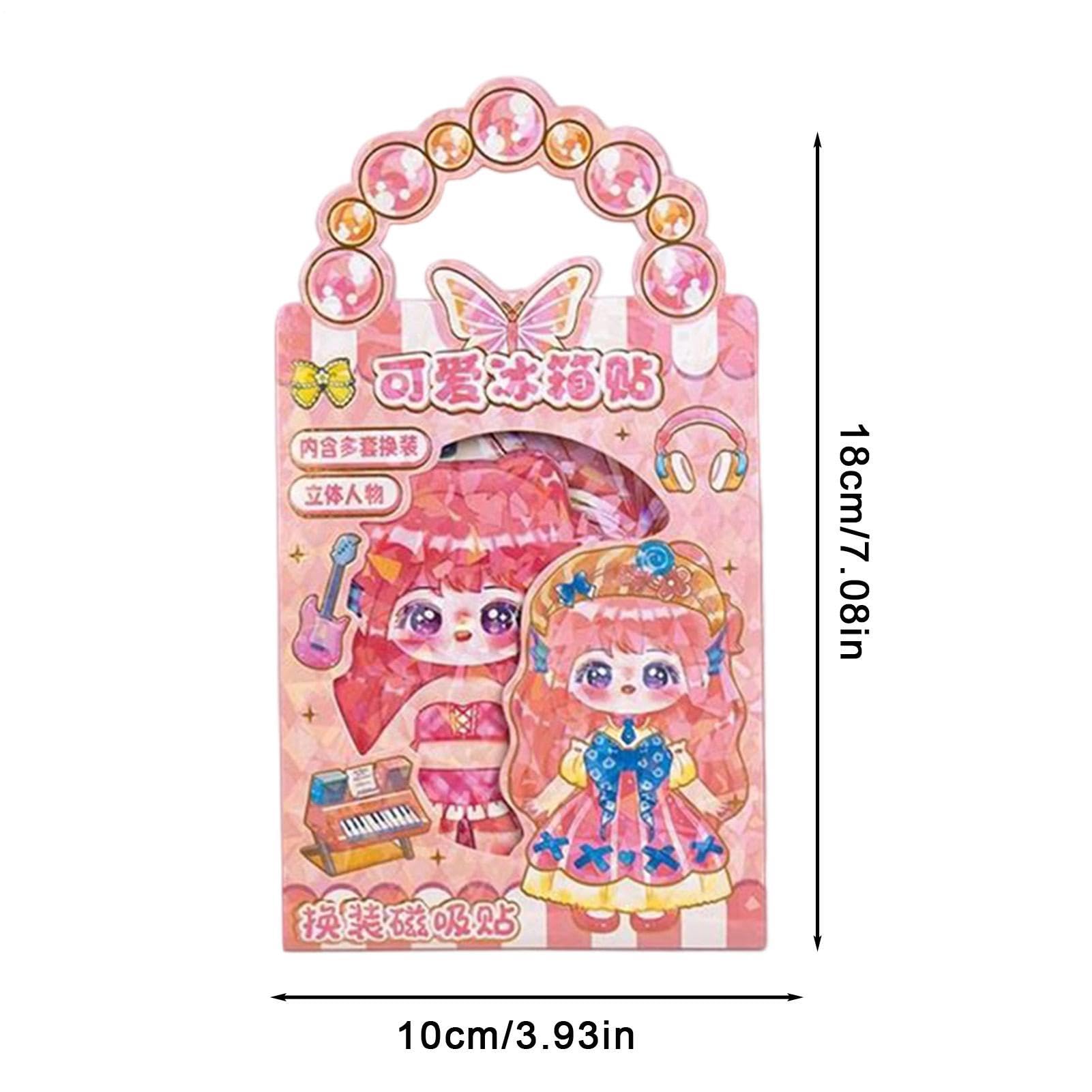Generico Bambola Magnetica da Vestire - Giocattolo Magnete Frigo in Carta Vestiti Mix Match | Bambola di Carta Stile Anime per Bambini, Ragazze | Regalo Compleanno Gioco di Ruolo Creativo