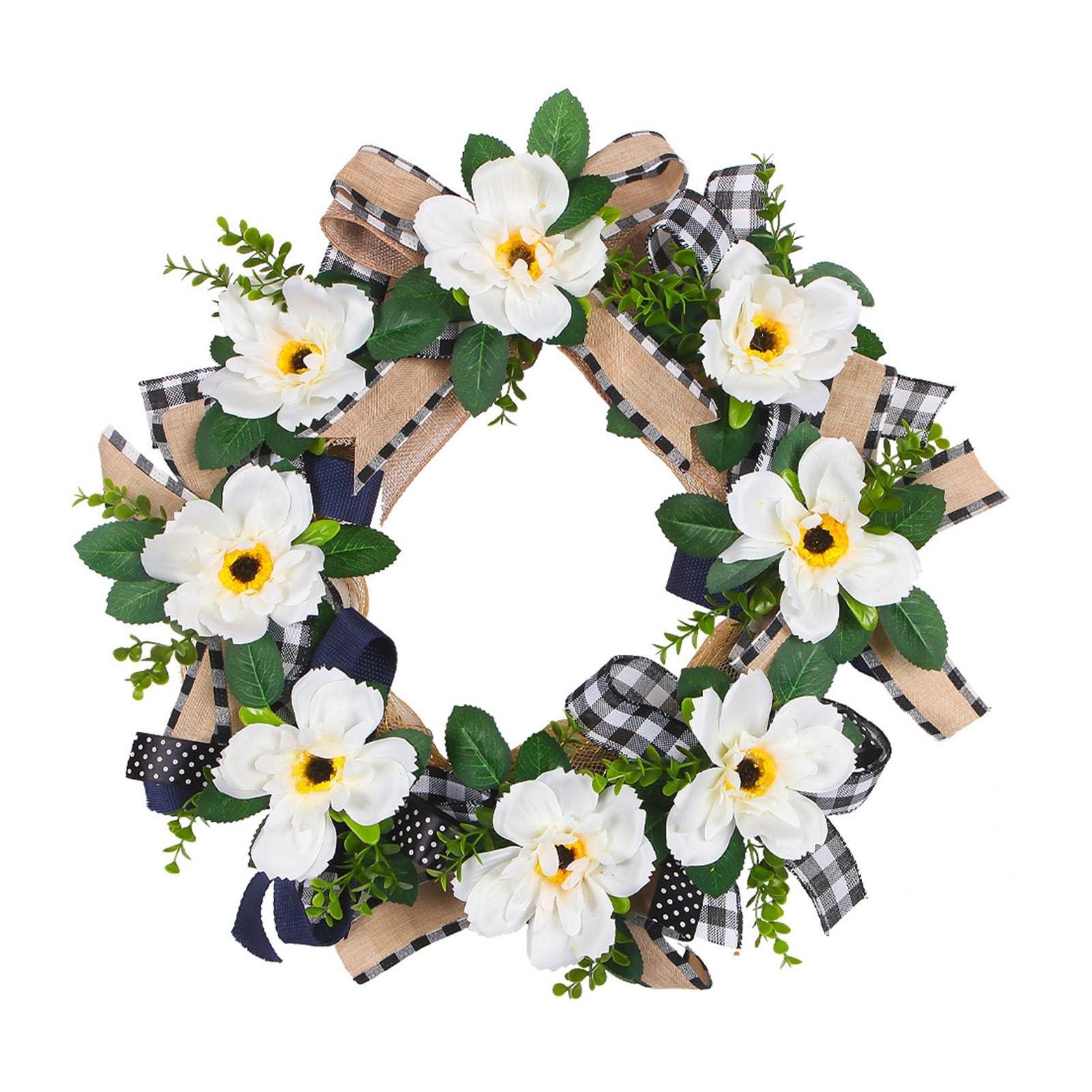 Buachois Artificial Floral Wreath, 50cm Seidenblumen Kranz mit Aufhängeschlaufe, für Haustür Wand Fenster Dekoration drinnen und draußen