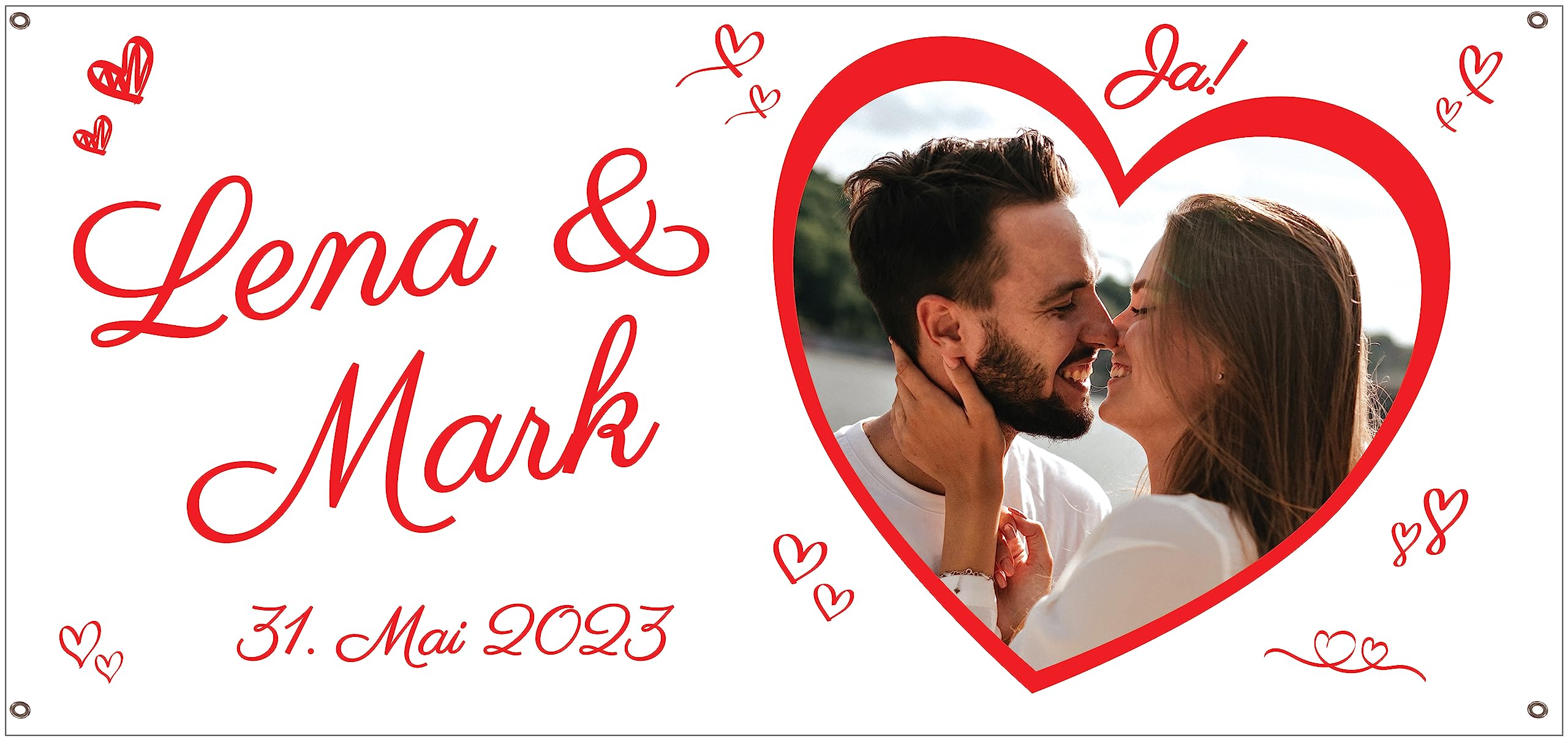 Hochzeitsbanner personalisiert, Hochzeits-Banner mit Foto, Namen und Hochzeitsdatum des Brautpaares (Hochzeit 1)