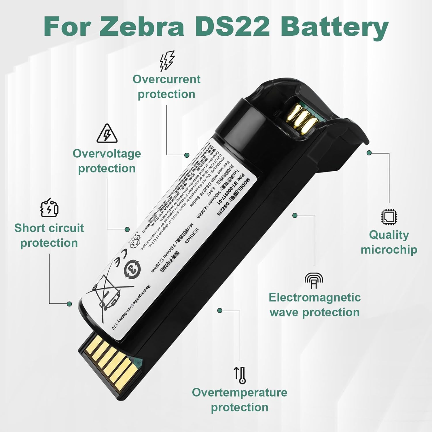 for Zebra DS2278 Scanner Battery Replacement: for Symbol for Zebra DS2278 DS2208 DS22 BT-000317-01 CR2278 CR2278-PC DS2278SR DS2278-HC Barcode Scanners Battery 3400mAh