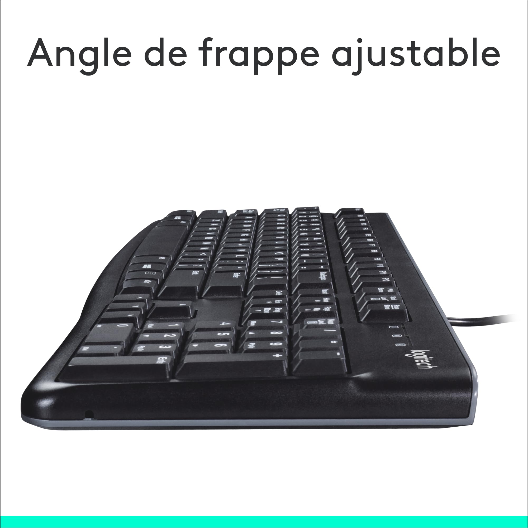 Logitech K120 Clavier Filaire pour Windows, USB Plug-and-Play, Taille Standard, Résistant Eclaboussures, Barre D'Espacement Incurvée, Compatible PC, Ordinateur Portable, Français AZERTY - Noir