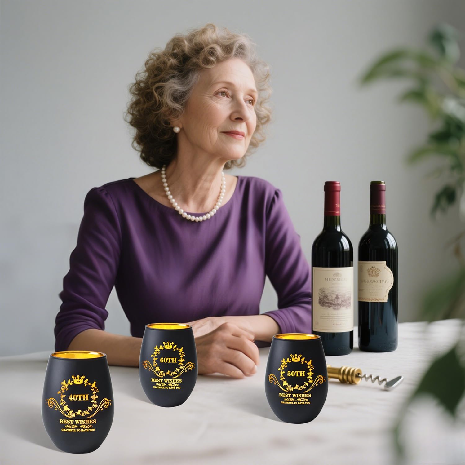 50TH Birthday Gifts for Her and His, Vintage Engraved Stemless Wine Glass, 50 Year Old Birthday Decorations for Women, Man, Lover, Friends, Party, Funny Bday Gifts Idea, Turning 50 Present - Image 8