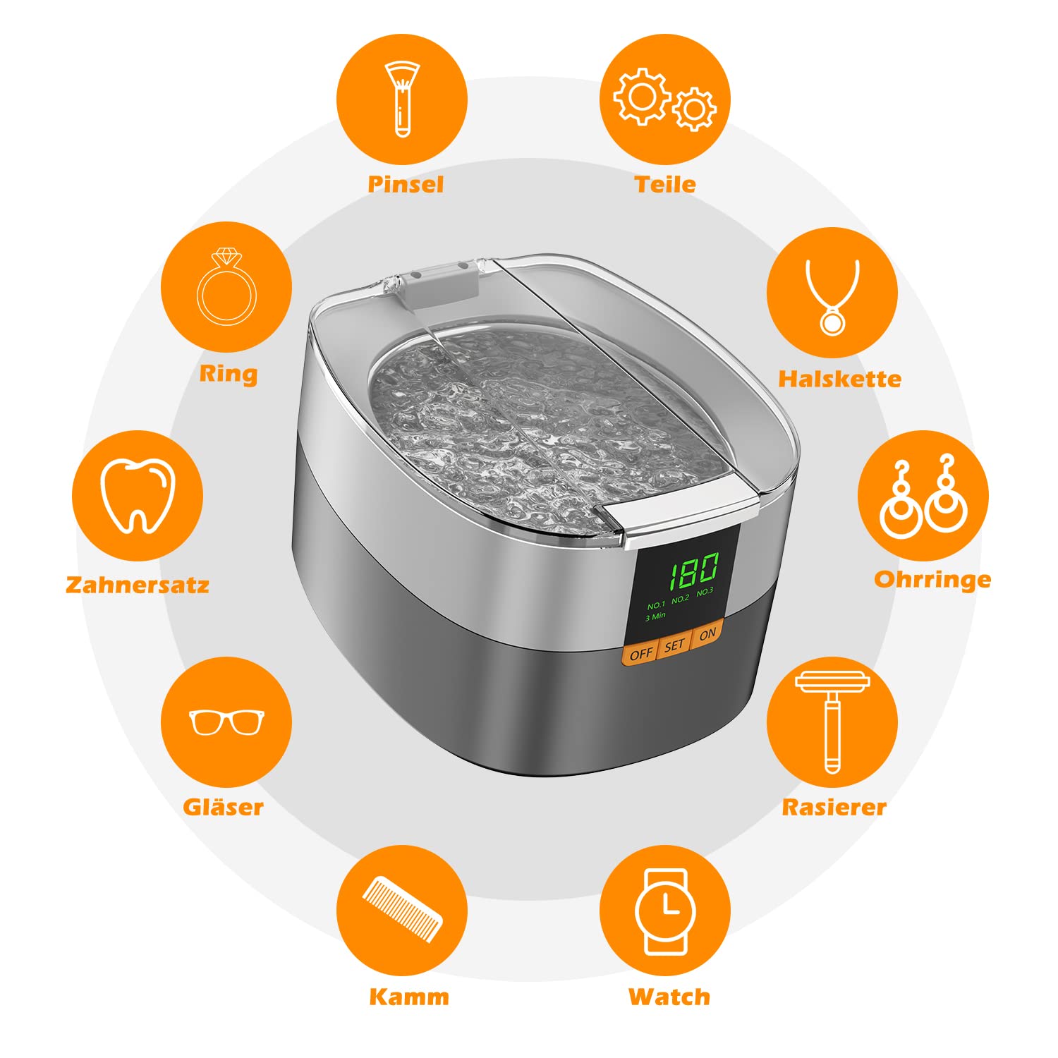 Ultraschallreinigungsgerät Ultraschallreiniger KECOOLKE 750mL brille | Ultraschallgerät Ultrasonic Cleaner mit digitalem Timer für Brillen, Ringe, Münzen, Fingerringe, Geld，zahnprothesen
