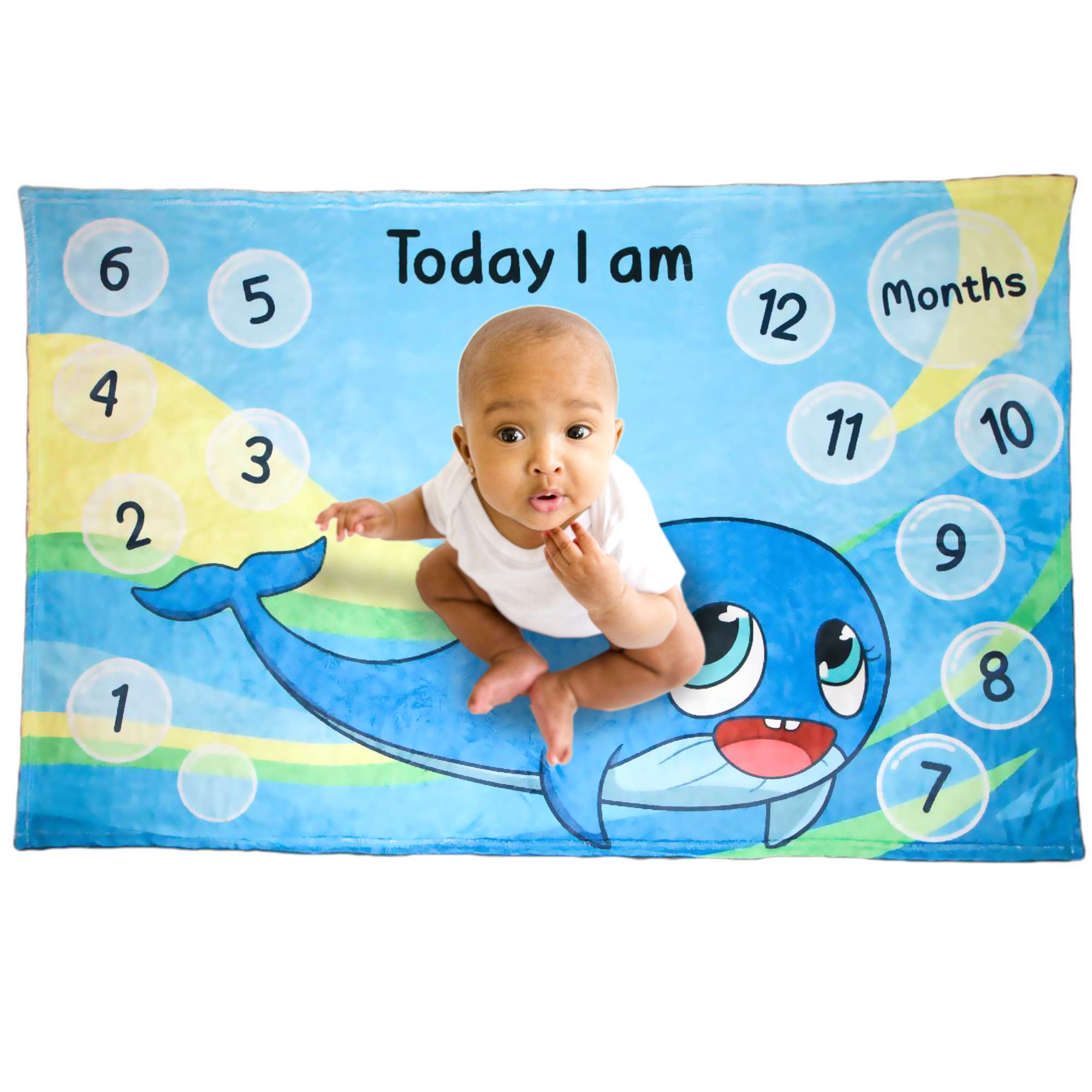 DREAM.IN Baby Milestone Blanket | Minky Soft Fleece Fabric, Boys Girls Unisex | Includes Star Frame | Large 40