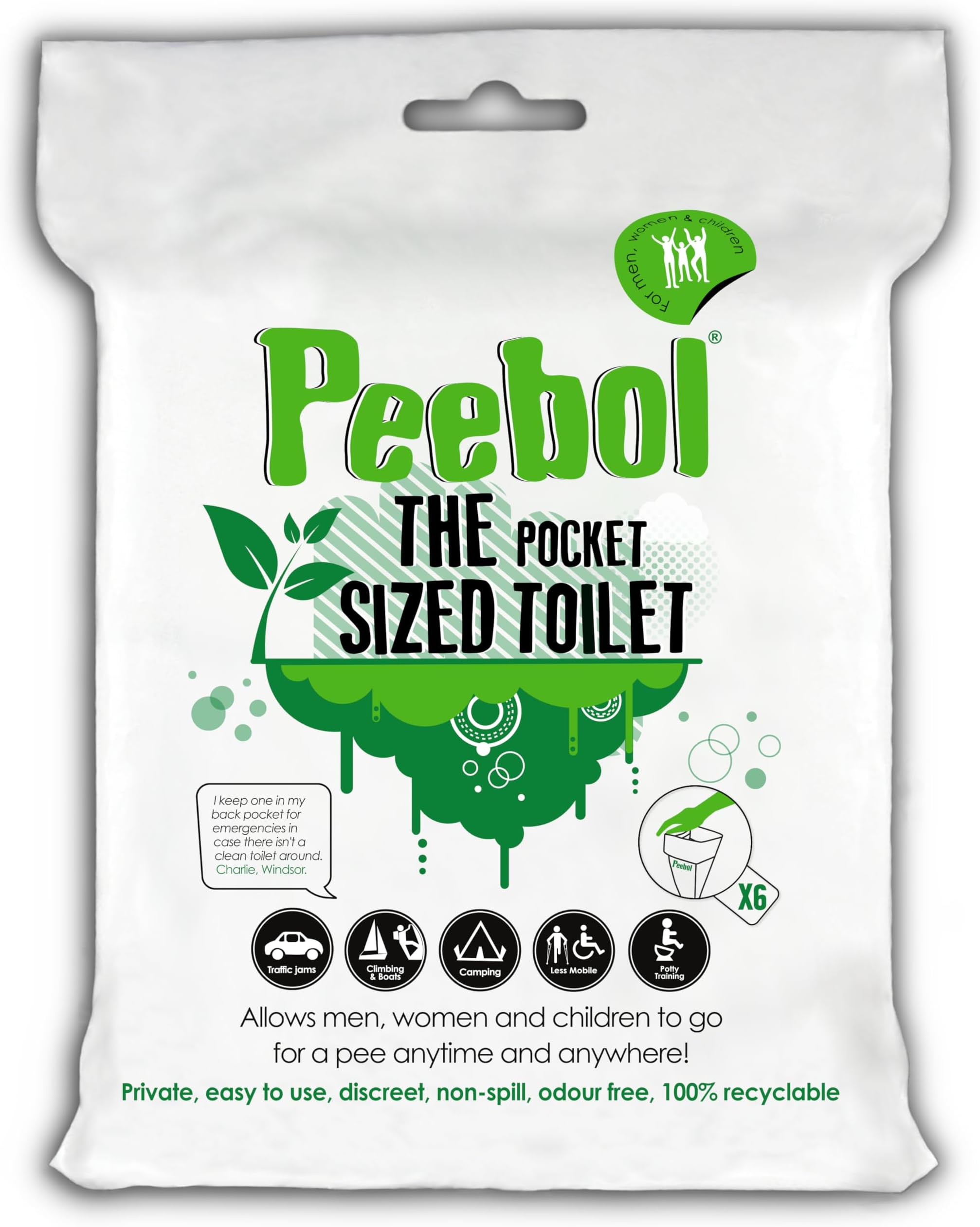 by SHEWEE – The Pocket-Sized Toilet – Rapidly Turns 1L of Urine into an Odourless & Solid Gel. Made in the UK, Disposable Urinal Bag for Everyone. Festival, Camping, Car & Travelling Essentials