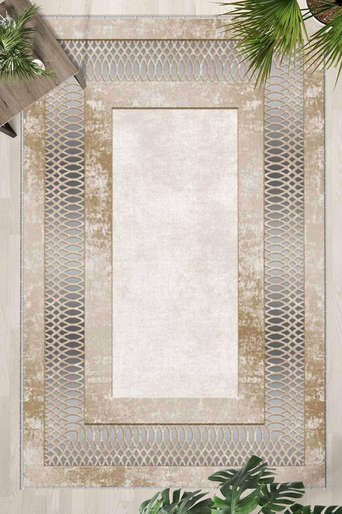 Monnhein Vizon Halı 1446 - Yıkanabilir, Kaymaz Taban, Dijital Baskılı, Leke Tutmaz, İnce Hav, Modern Salon, Oturma Odası, Yatak Odası ve Mutfak için Dekoratif Halı
