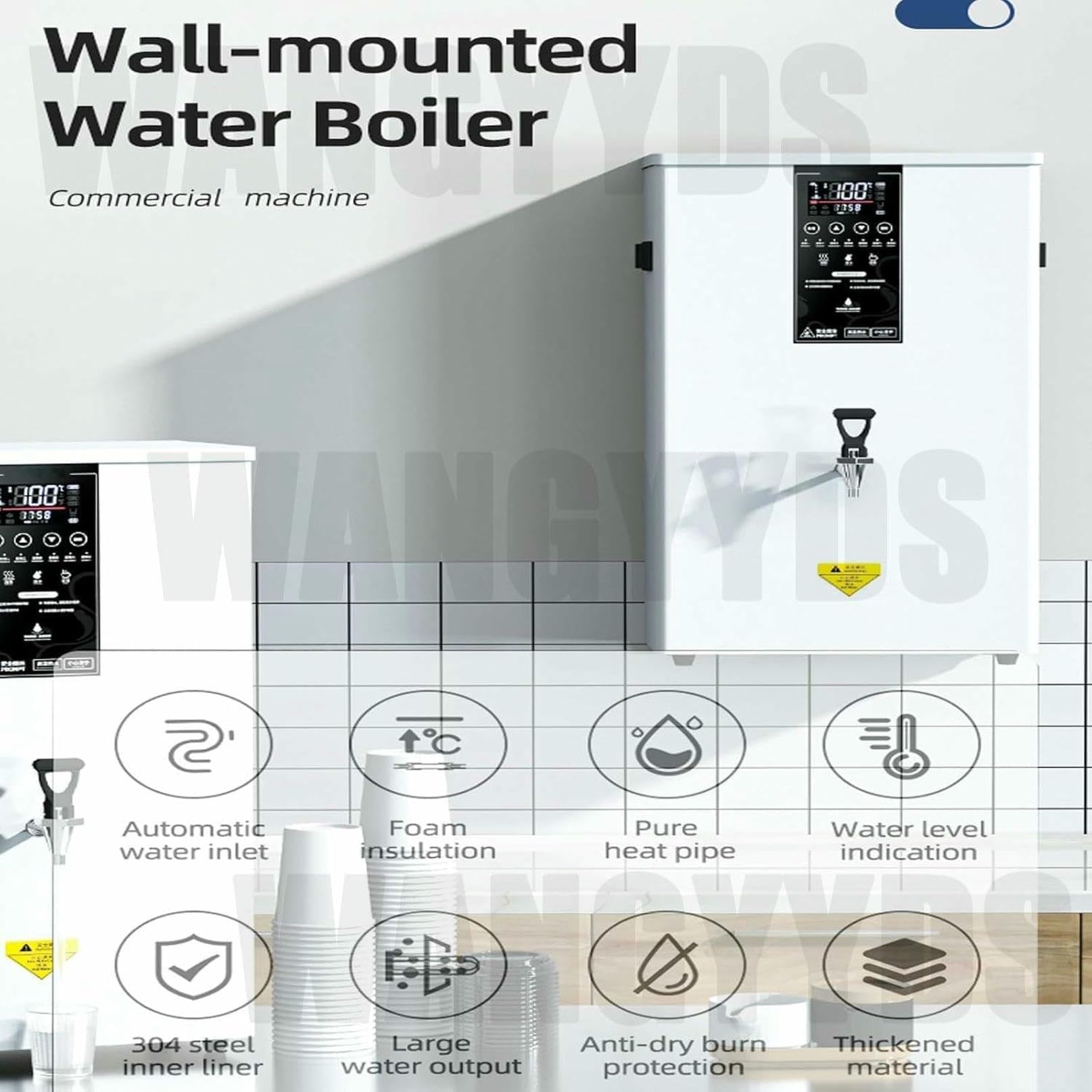 LYDZUSDP Instant Hot Water Dispenser,50L/60L/ 80L ot Water Dispenser Automatic Commercial Hot Water Pot,Wall-Mounted Boiler(60L)