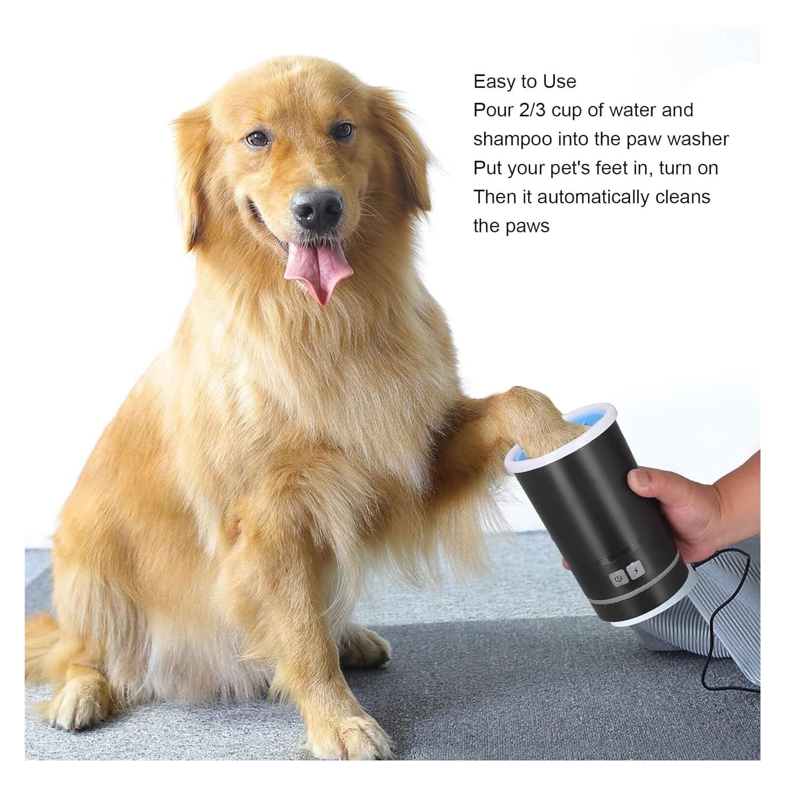 Limpiador automático de patas de perro para perros pequeños y medianos, lavadora portátil para pies de mascotas con cepillo de silicona suave, opciones blancas y negras (L)
