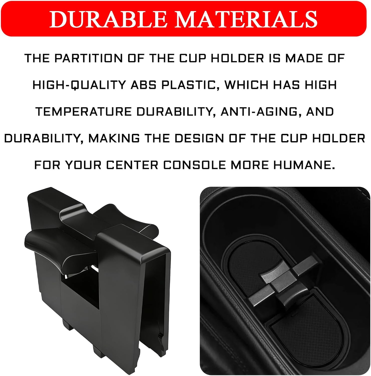 Cup Holder Divider, Car Center Console Cup Holder Insert for Subaru Outback 2010 2011 2012 2013 2014 and Forester 2014 2015 2016 2017 2018 2019 Replaces 92118AJ001, 92118AJ000 (Black)