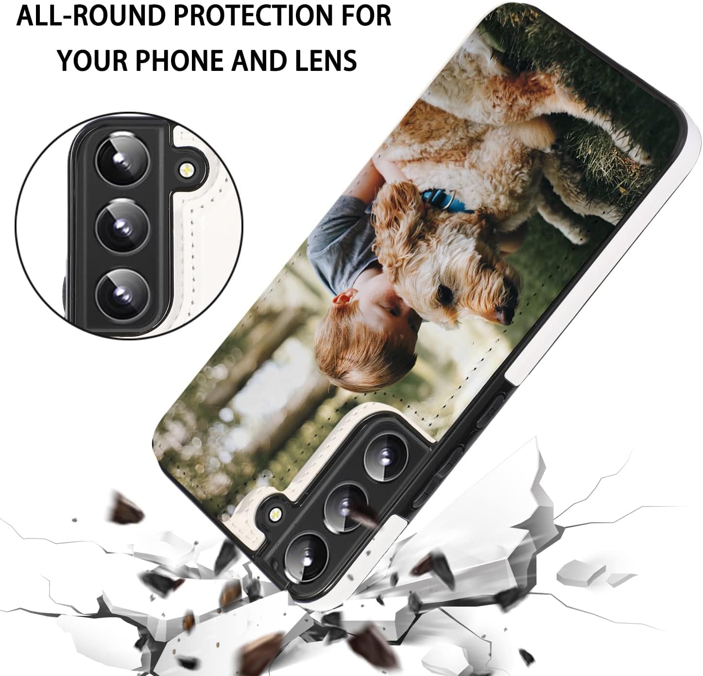 Customized Phone Case for Samsung Galaxy S26 S25 S24 S23 S21 S22 S20 Ultra Plus Phone Case,Personalized Gifts Flip Leather Wallet Case with Card Holder Compatible with iPhone 17 16 Pro Max White.