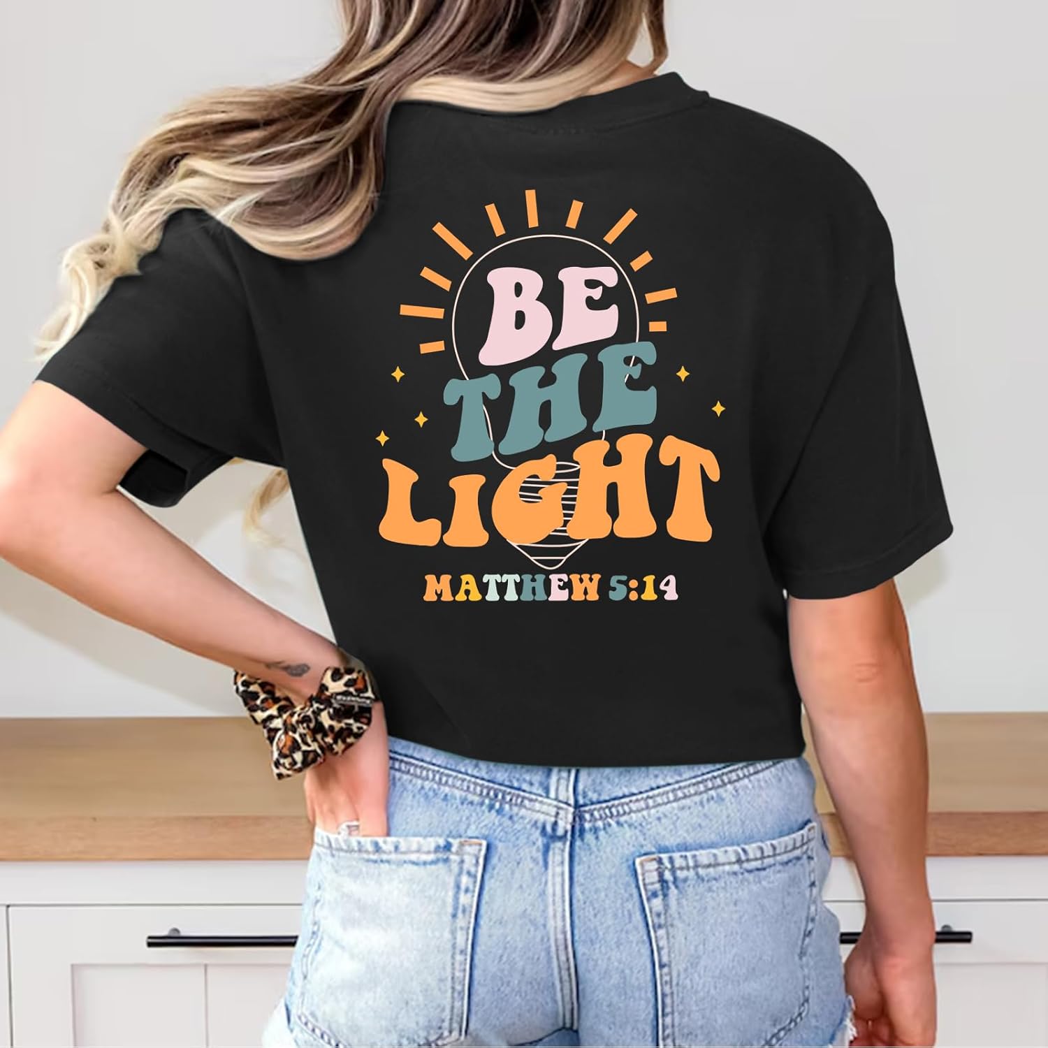 Christian Shirts Women Jesus Faith Tshirt Bible Verse Be The Light Shirt Inspirational Religious Graphic Tees Top - Image 2