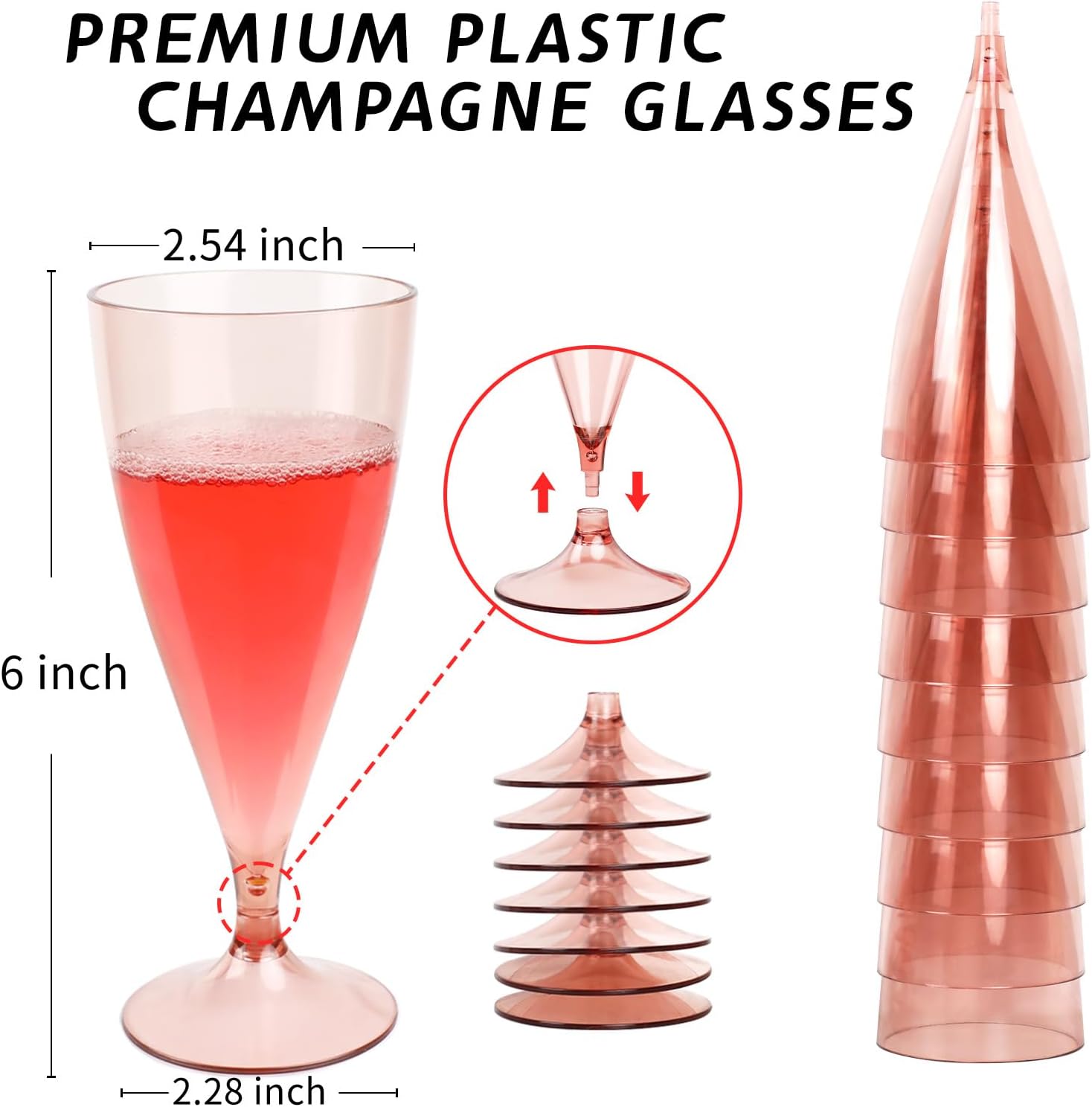 Plastic Champagne Flutes 16 Pack Stemless Pink Champagne Flutes Reusable Plastic Champagne Glasses BPA-Free Mimosa Glasses Perfect for Sparkling Wine Parties Christmas Drinking Wedding Dishwasher Safe - Image 4