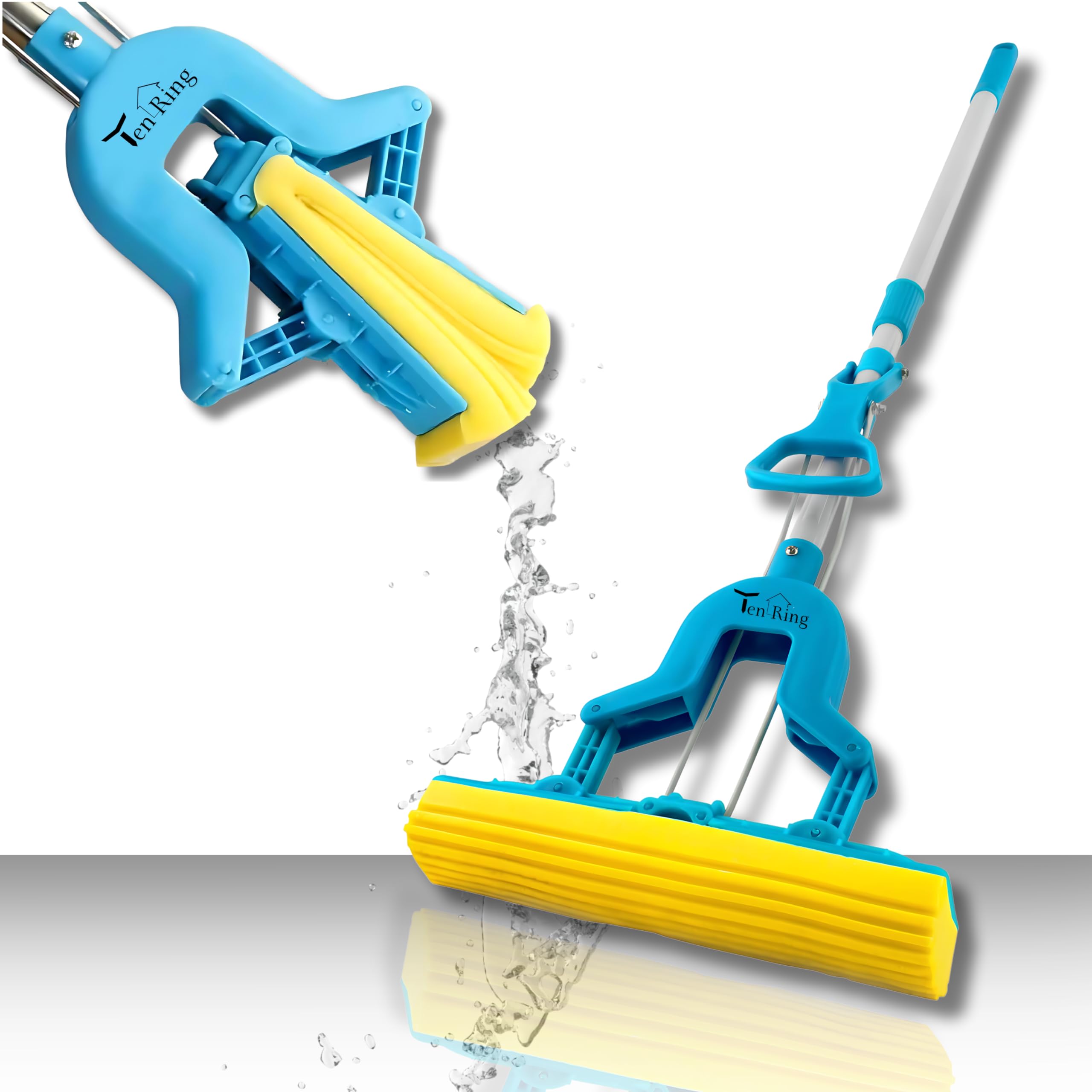 Ten Ring Sponge Mop for Floor Cleaning, Stainless Steel Butterfly mop for Cleaning Floor, Sponge Mop Stick for Bathroom Cleaning ( Multi Colour ) (B0D639J261) Amazon Price History, Amazon Price Tracker