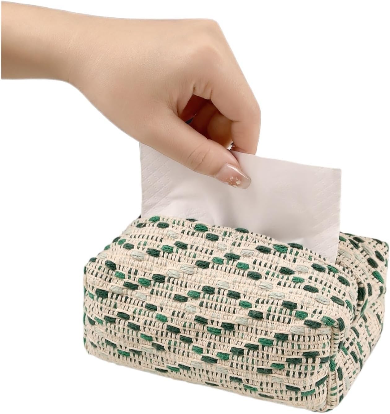 Tissue Box Cover Holder, 2 Pcs Paper Drawing Bag Tissue Box Case Cover Windwoven Fabric(Green)