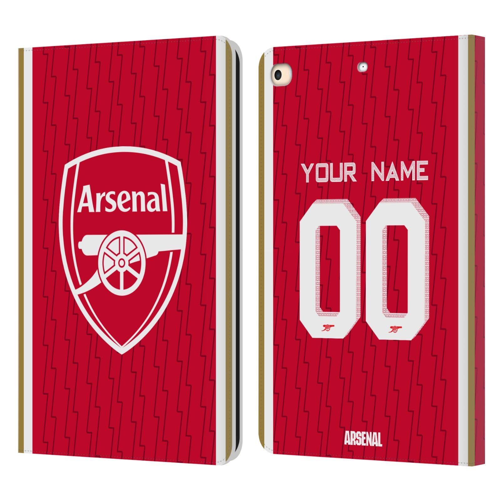 Head Case Designs Officially Licensed Custom Customized Personalized Arsenal FC Home 2023/24 Kit Leather Book Wallet Case Cover Compatible with Apple iPad 9.7 2017 / iPad 9.7 2018