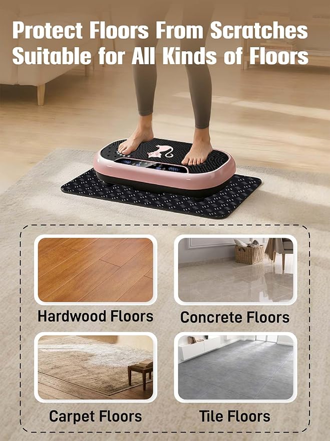 Tapete antideslizante de doble cara mejorado para máquina de placas vibratorias - Almohadilla antivibración y tapete de ejercicio para la mayoría de máquinas de plataforma vibratoria, reduce ruido, protege pisos y alfombras miniatura 3