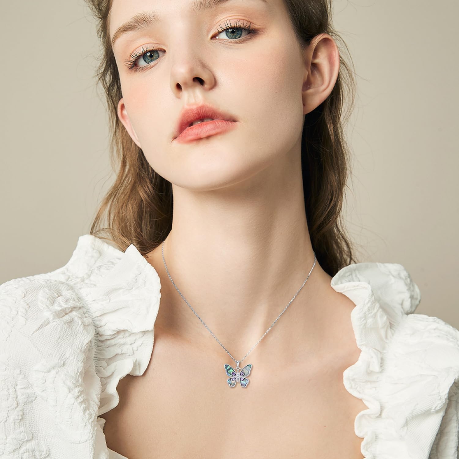 Butterfly Necklace for Women 925 Sterling Silver Birthstone with Abalone Shell Butterfly Pendant Necklace - Image 2