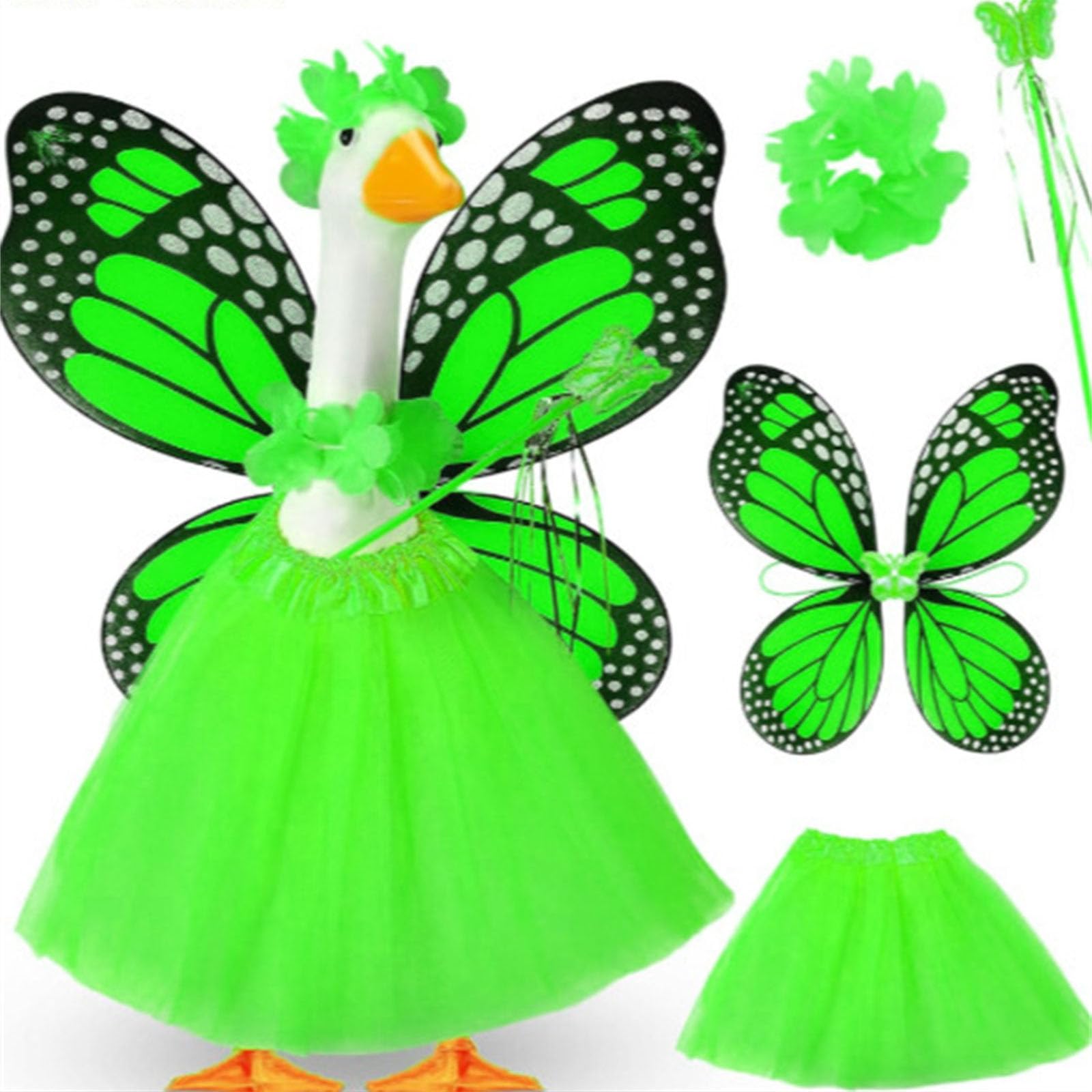 Shurhome Doorway Geese Dress with Butterfly Wing Festival Decoration Porch Geese Outfit Ideal for Themed Parties and Event Celebratory Home Deck