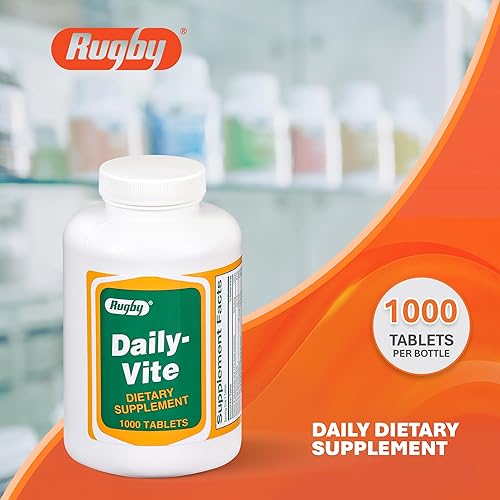 Miniatura 2 de Rugby Daily-Vite - Tabletas multivitamínicas, suplemento dietético sin gluten para adultos, apoya la salud general, sin sabores artificiales, 1000