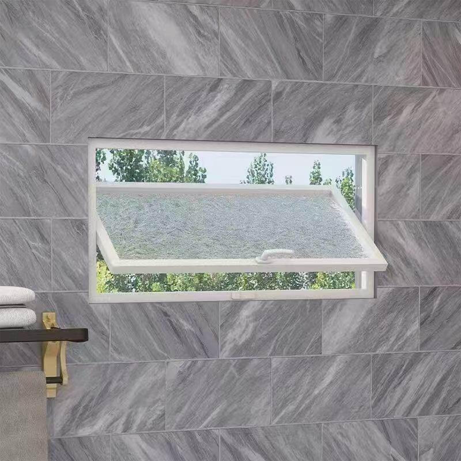 Fenêtre battante pivotante pour abri de jardin, modèle blanc vitrage Ripple