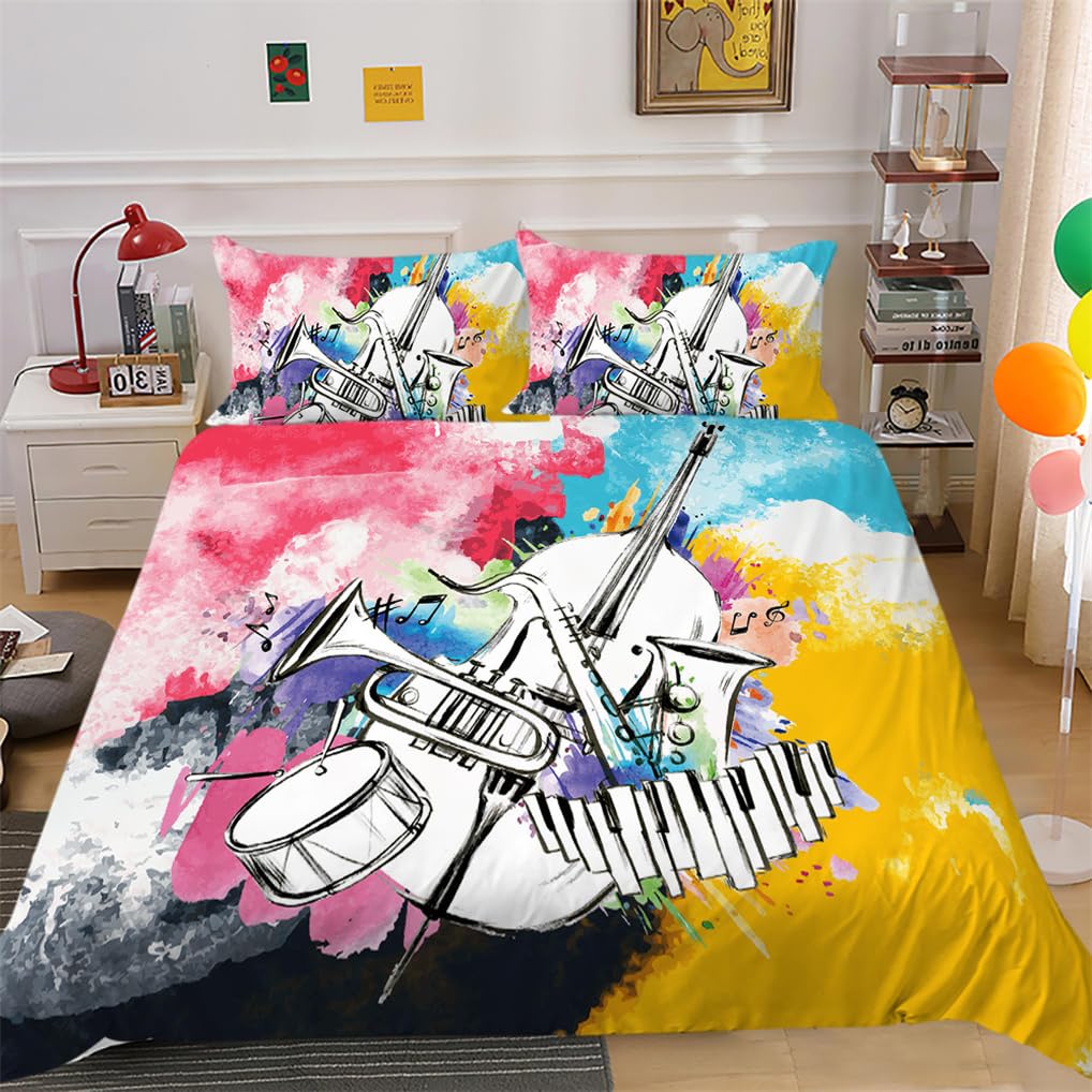Housse de couette piano aquarelle 240x260 cm pour renouveler le linge de lit des adolescents