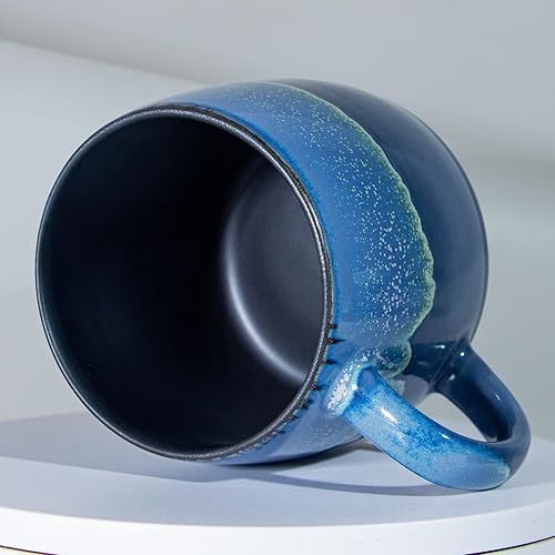 Miniatura 3 de Tazas de café grandes de cerámica, tazas de café de cerámica de gran tamaño de 20 onzas, hechas a mano, tazas de té grandes de cerámica para oficina