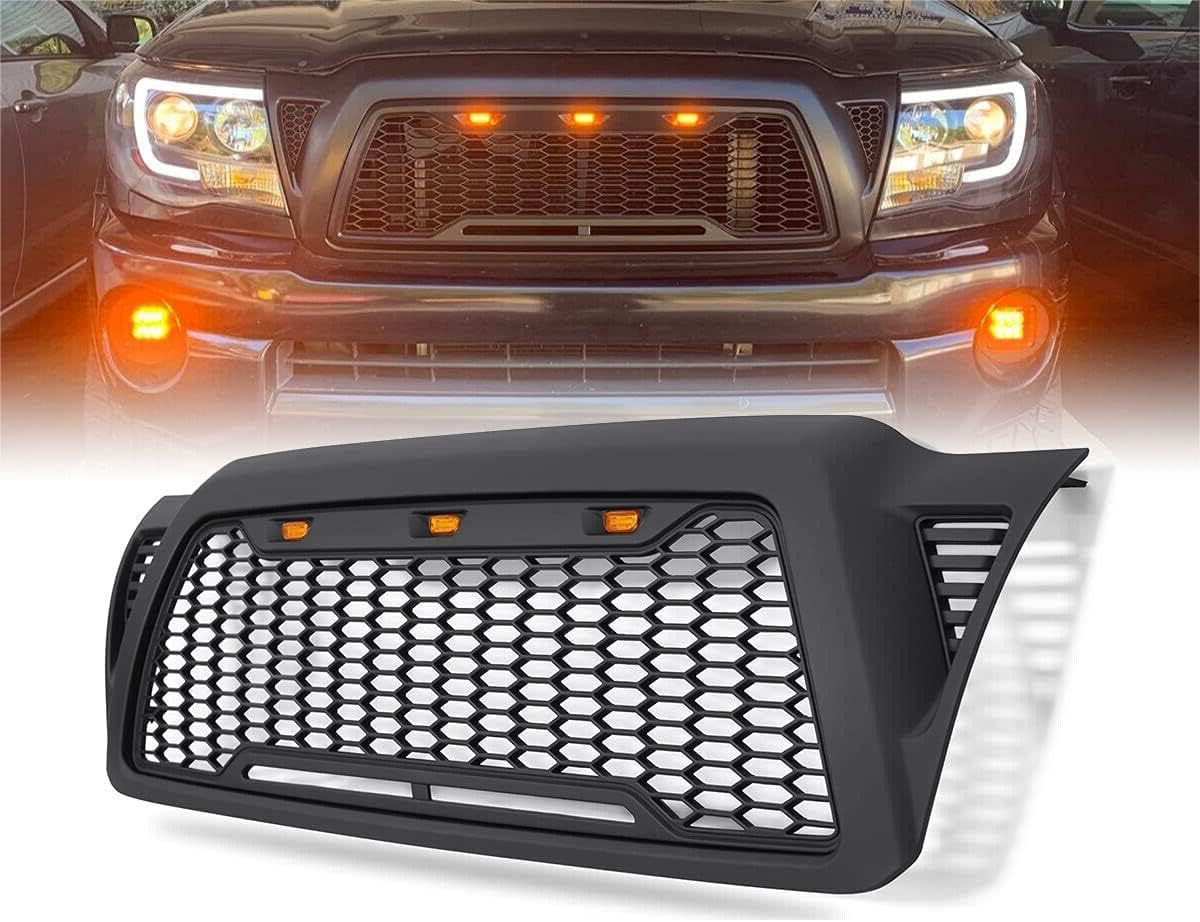 Car Front Grill Automotive Bumper Replacement Gloss Black Mesh Grille Guards Compatible for Toyota Tacoma 2005/2006/2007/2008/2009/2010/2011