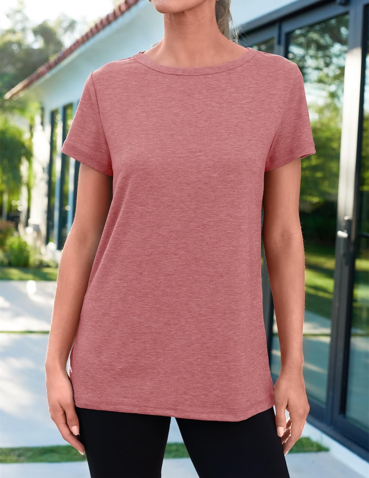 AirMood Maglietta estiva da donna, casual, con scollo rotondo