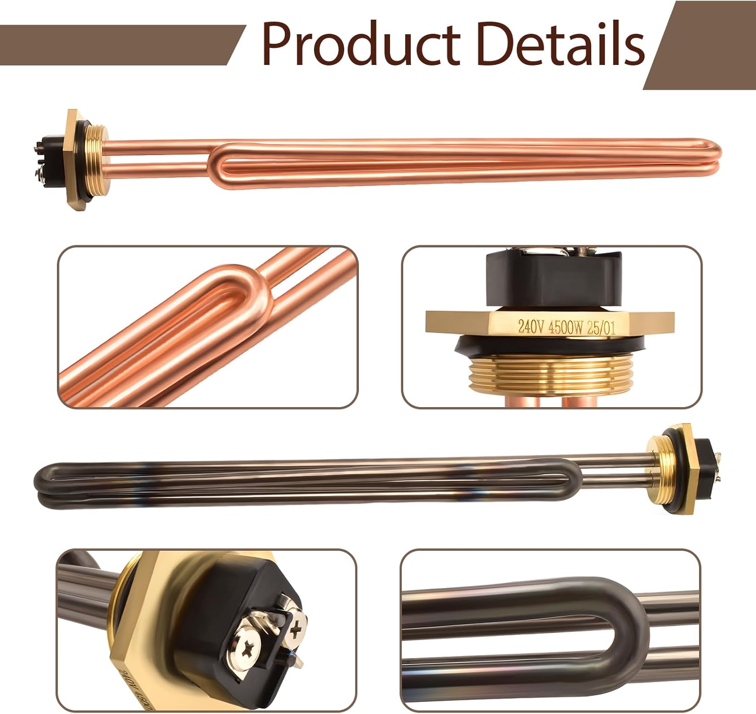 SP213670 4500W Titanium and SP610160 4500W Copper Water Heater Elements
