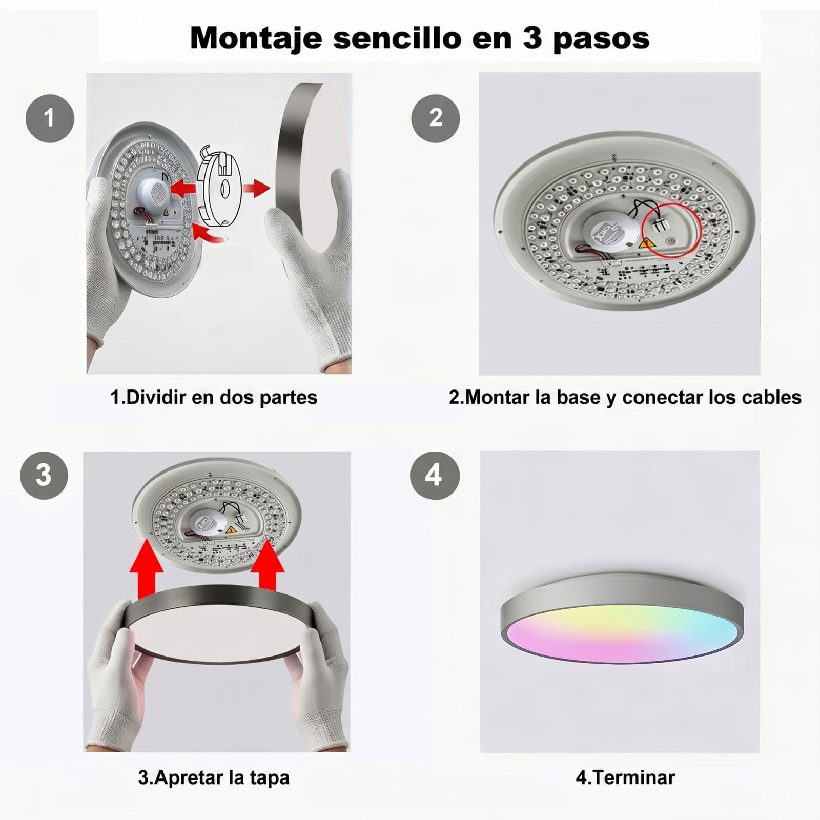 Yeelight Smart Lámpara de techo LED RGB Close-to--Ceiling Lights, 50 W, 3000 lúmenes, 2700 K-6500 K, lámpara regulable, DIY compatible con Alexa, para salón, dormitorio, cocina, pasillo, 50 cm