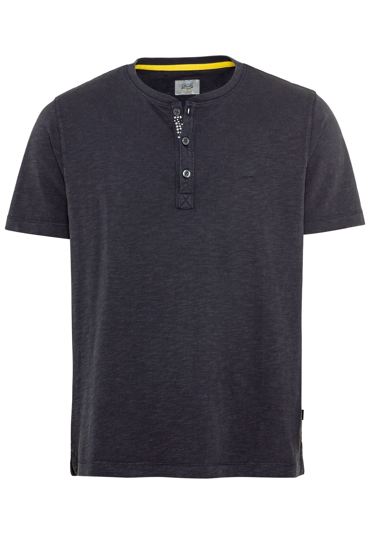 camel active Męska koszulka z krótkim rękawem Henley z zapięciem na guziki, granatowy, 3XL