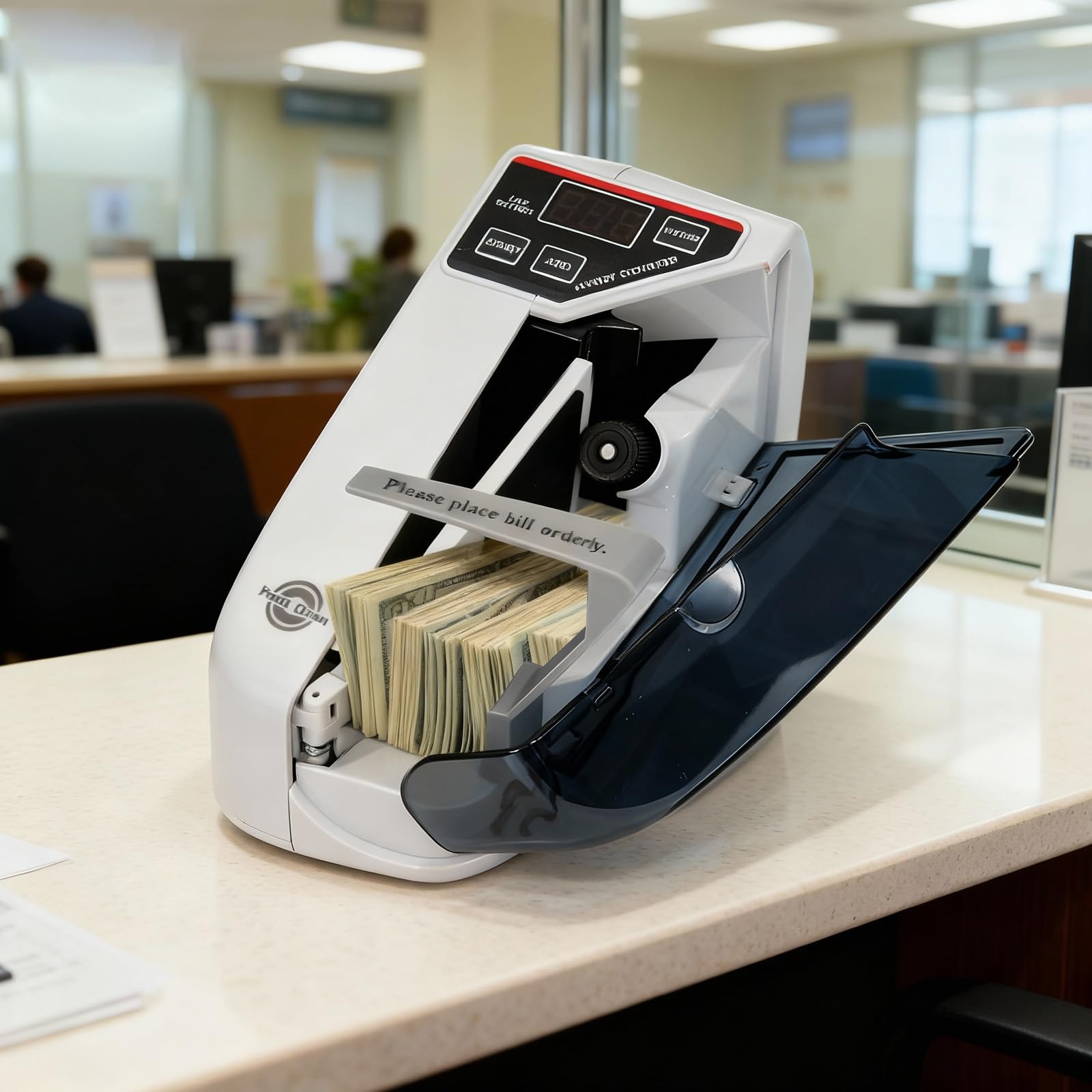 WINB Contatore di denaro con rilevamento di contraffazioni UV - Contatore contatore di contanti portatile, 600 note/min ad alta velocità per banconote e valuta