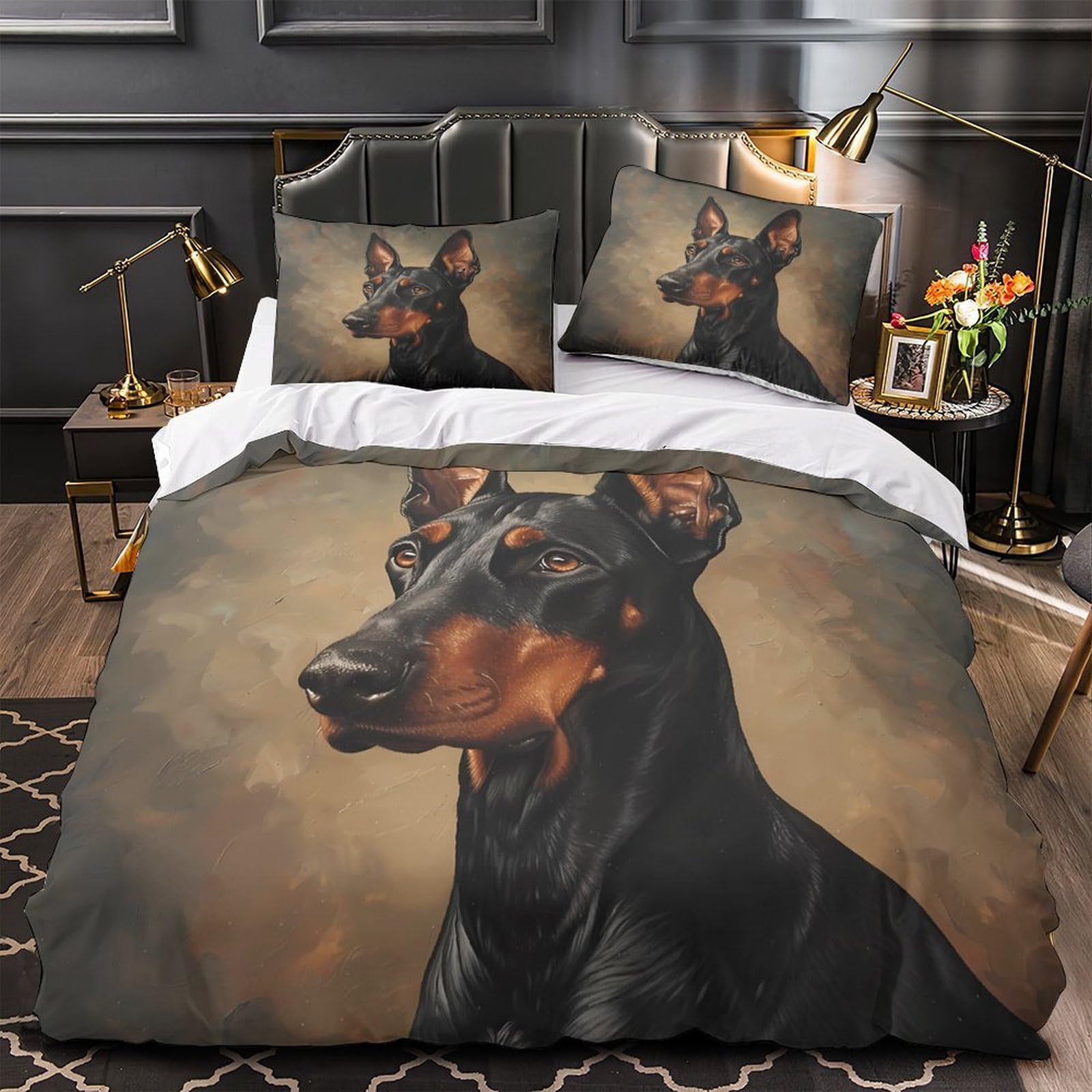 Housse de couette dinosaures hypoallergénique parure de lit 220x240cm ultra douce pour peau sensible