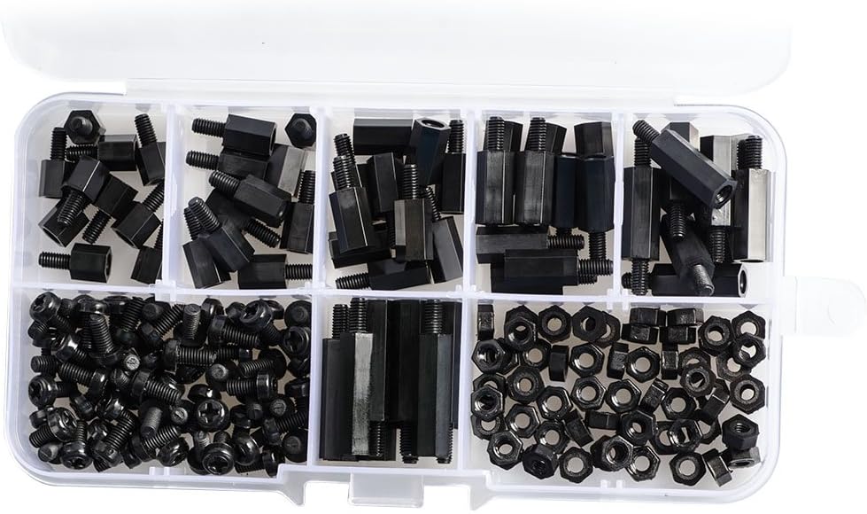 180Pcs M3 Nylon Screws Nut Standoffs Spacers Assortment Box for PCB FPV RC Quadcopter Drone Arduino Circuit Board and Electronics