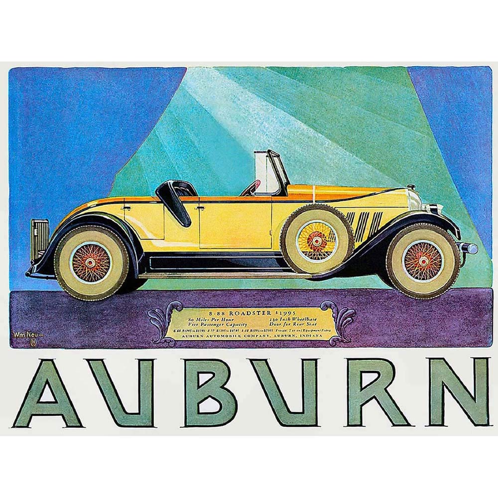 Wee Blue Coo Advert Auburn Roadster Diana Automobile Car Vintage Art Print Poster Wall Decor 12X16 Inch